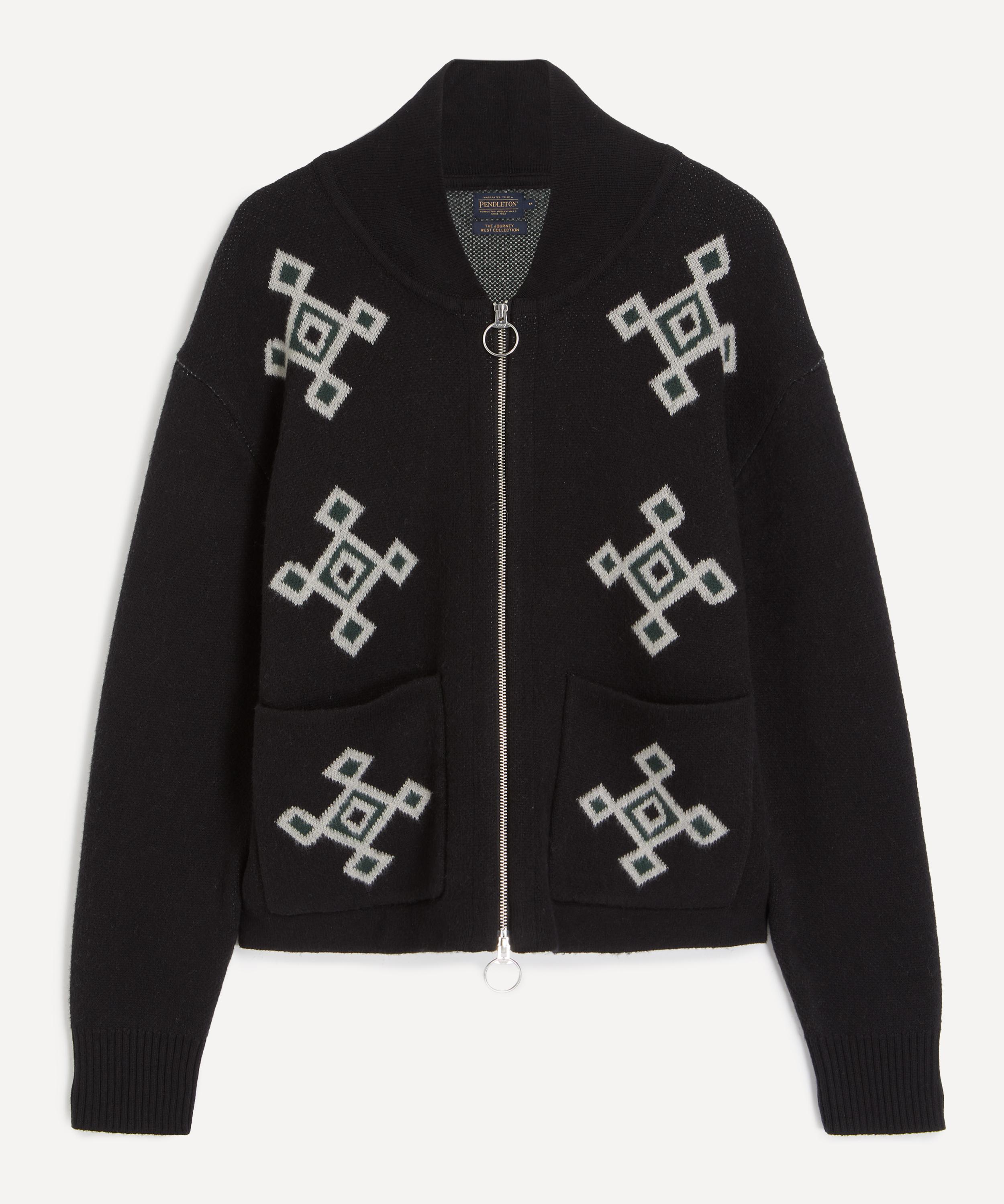 Pendleton - Black Jacquard Zip-Up Cardigan