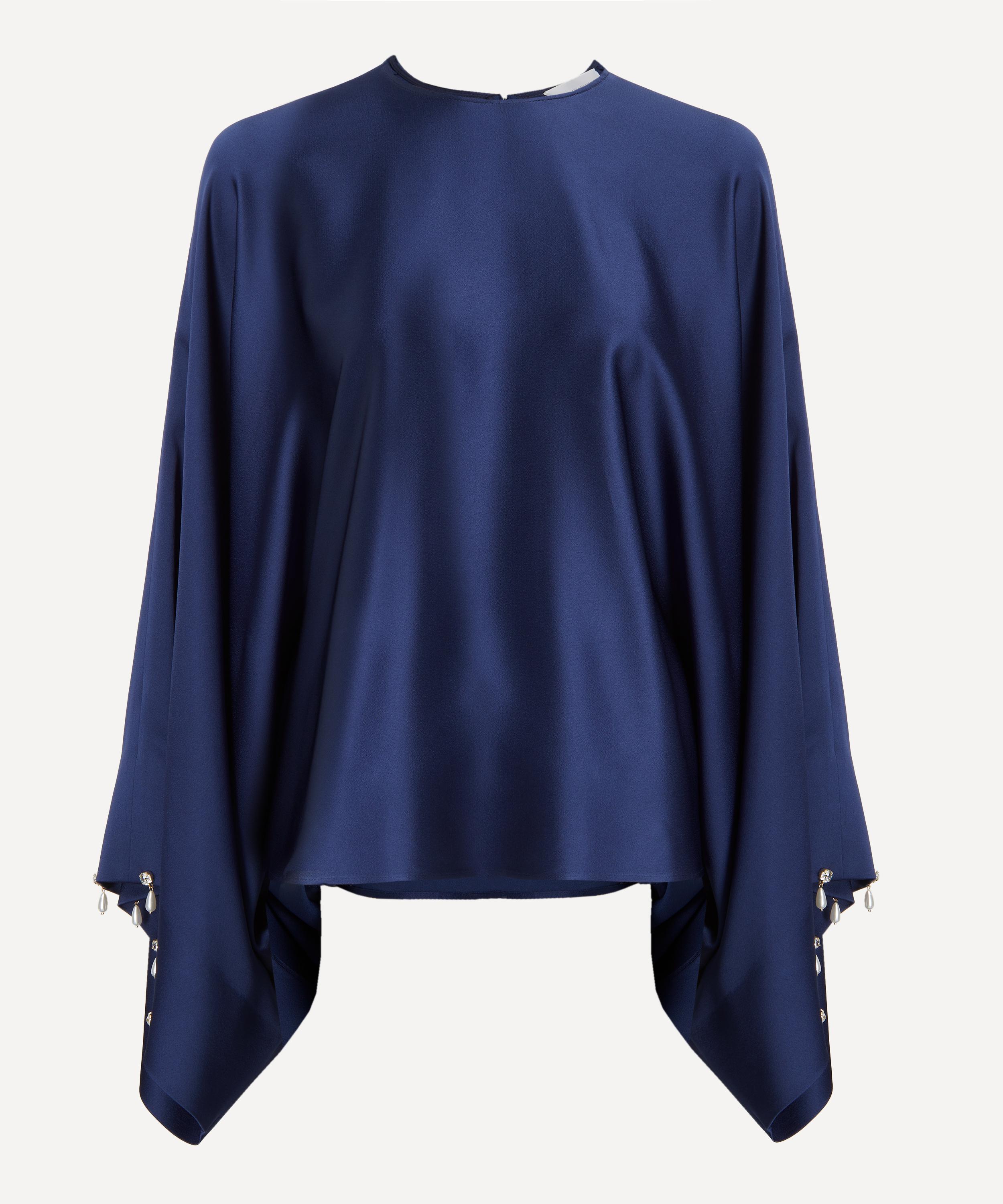 Stella McCartney - Navy Satin Pearl-Embellished Top