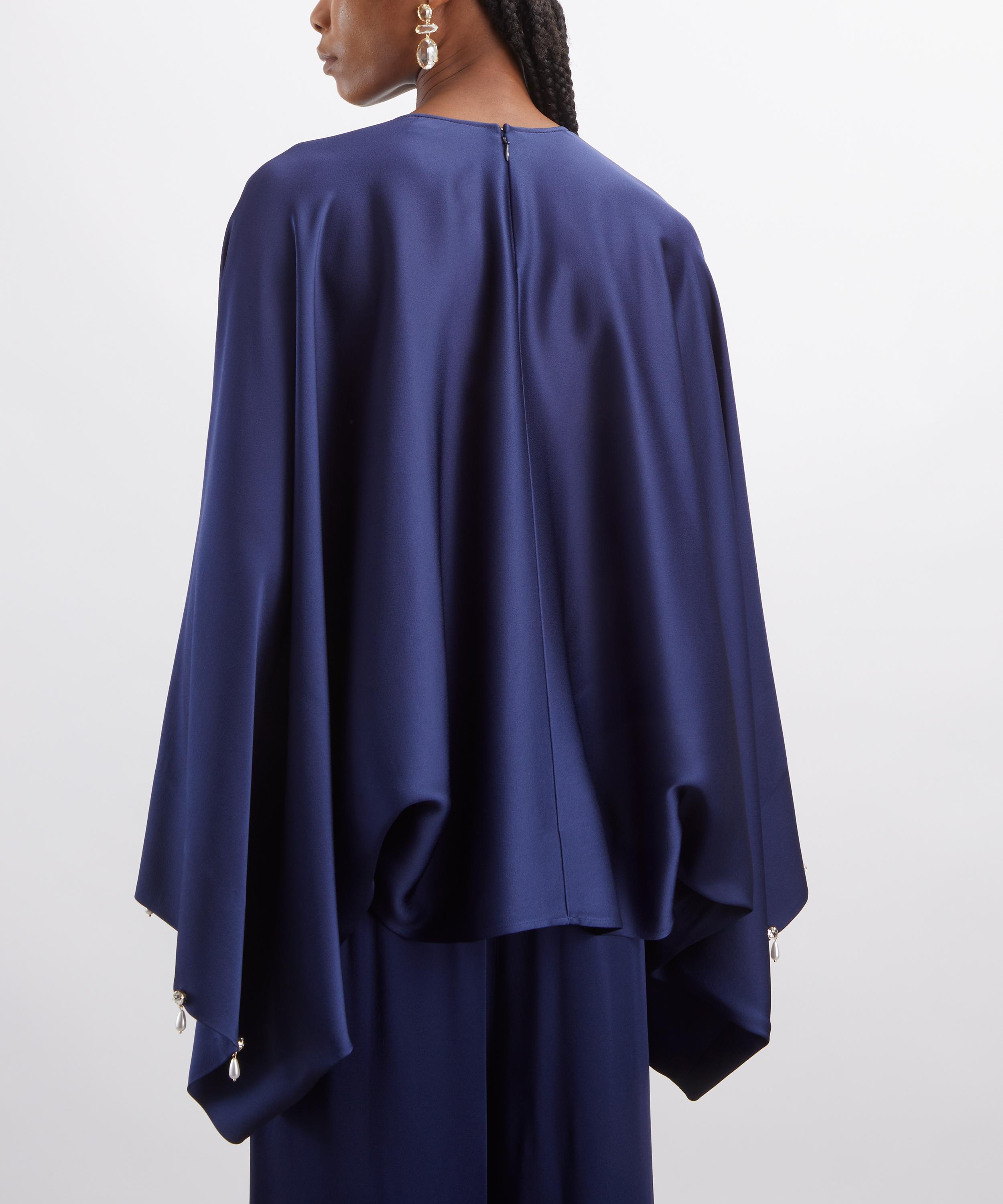 Stella McCartney - Navy Satin Pearl-Embellished Top image number 3