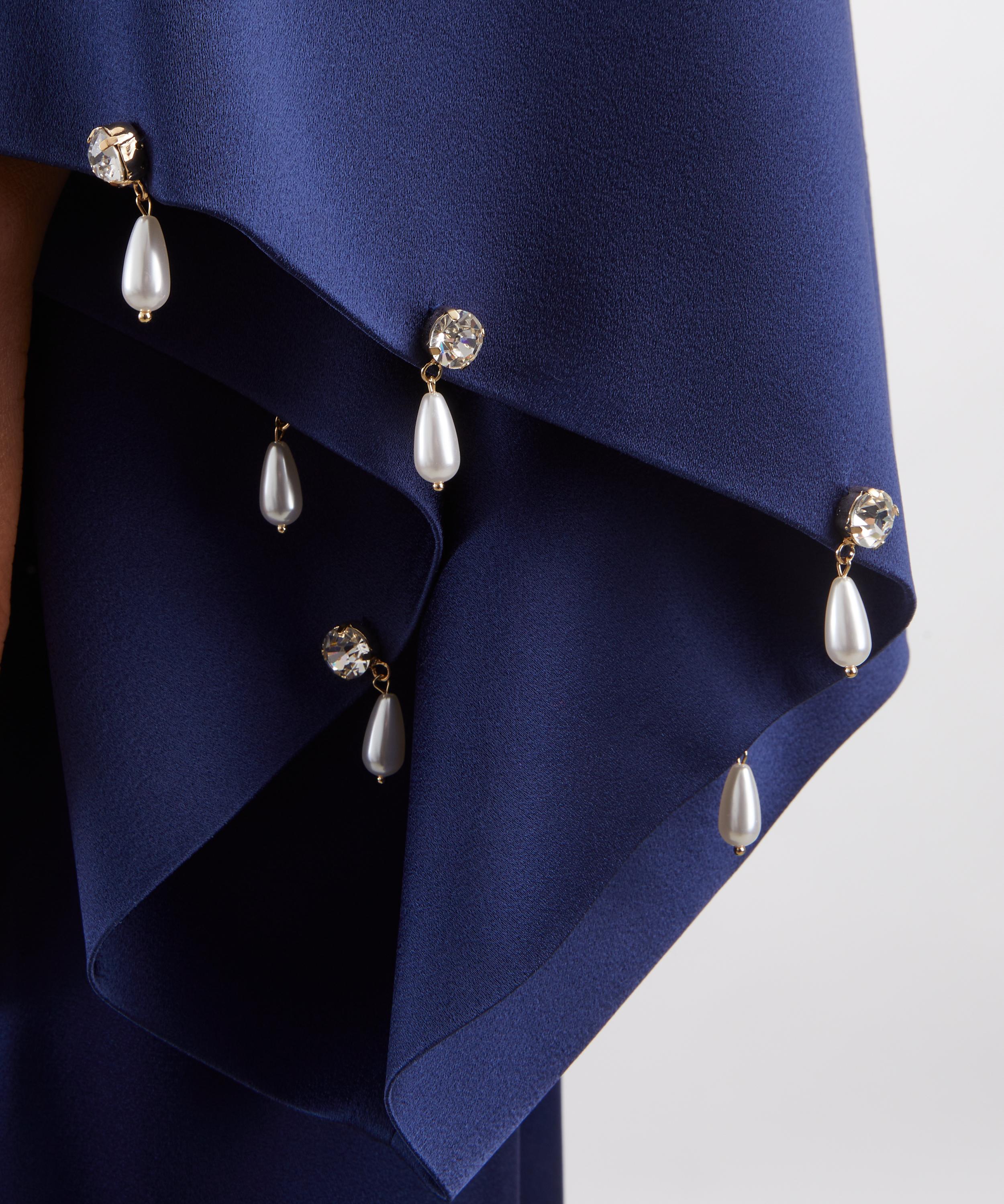 Stella McCartney - Navy Satin Pearl-Embellished Top image number 4