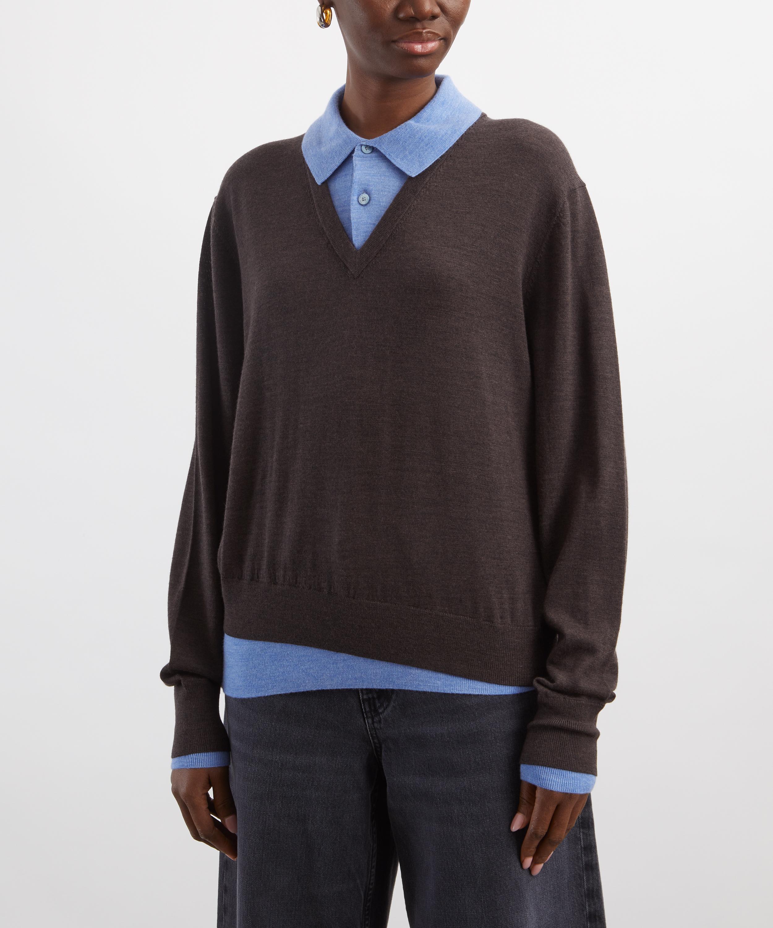Acne Studios - Layered Wool Knit Polo Jumper image number 2