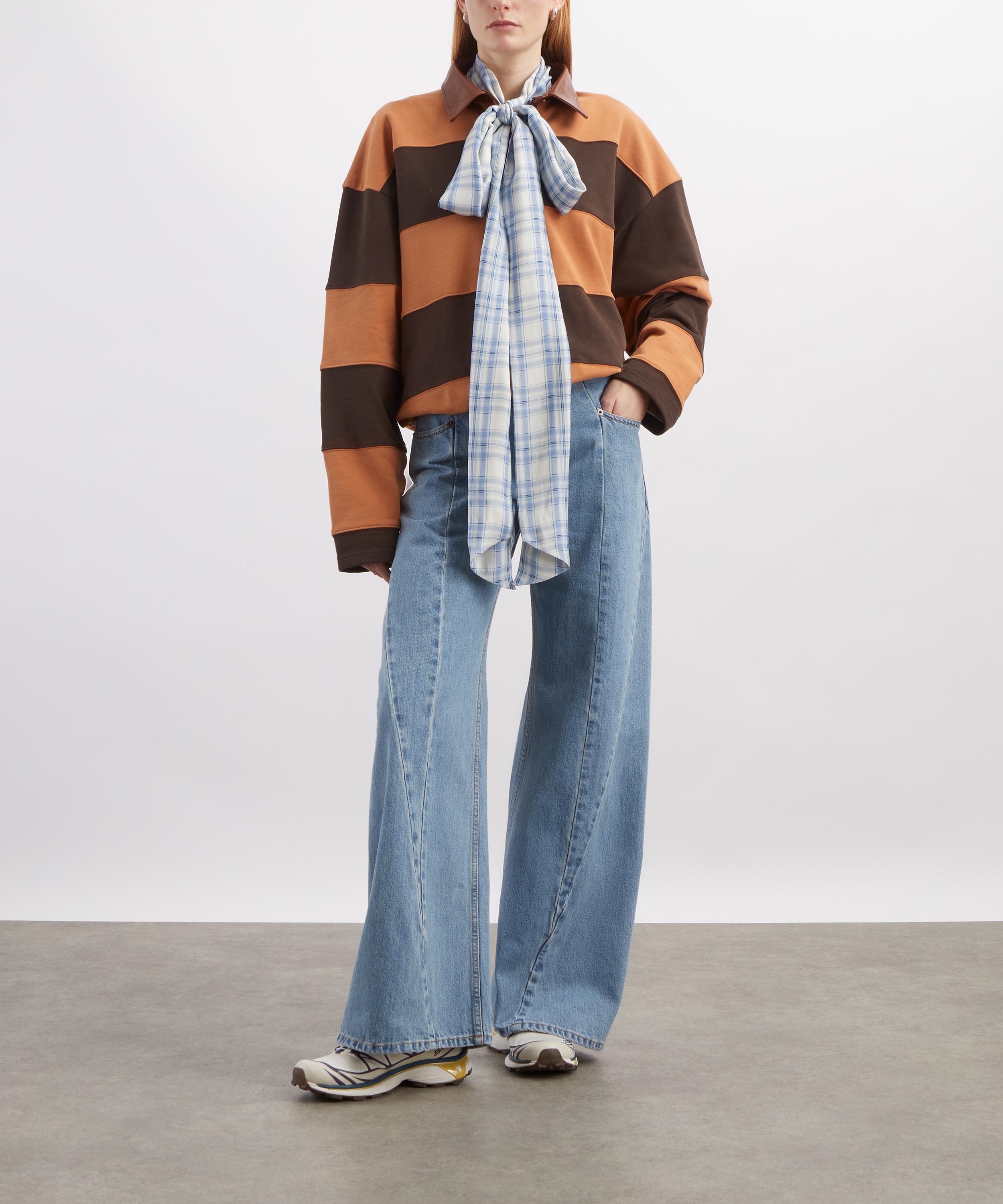 Acne Studios - Folio Leather-Trimmed Striped Cotton-Jersey Sweatshirt image number 1