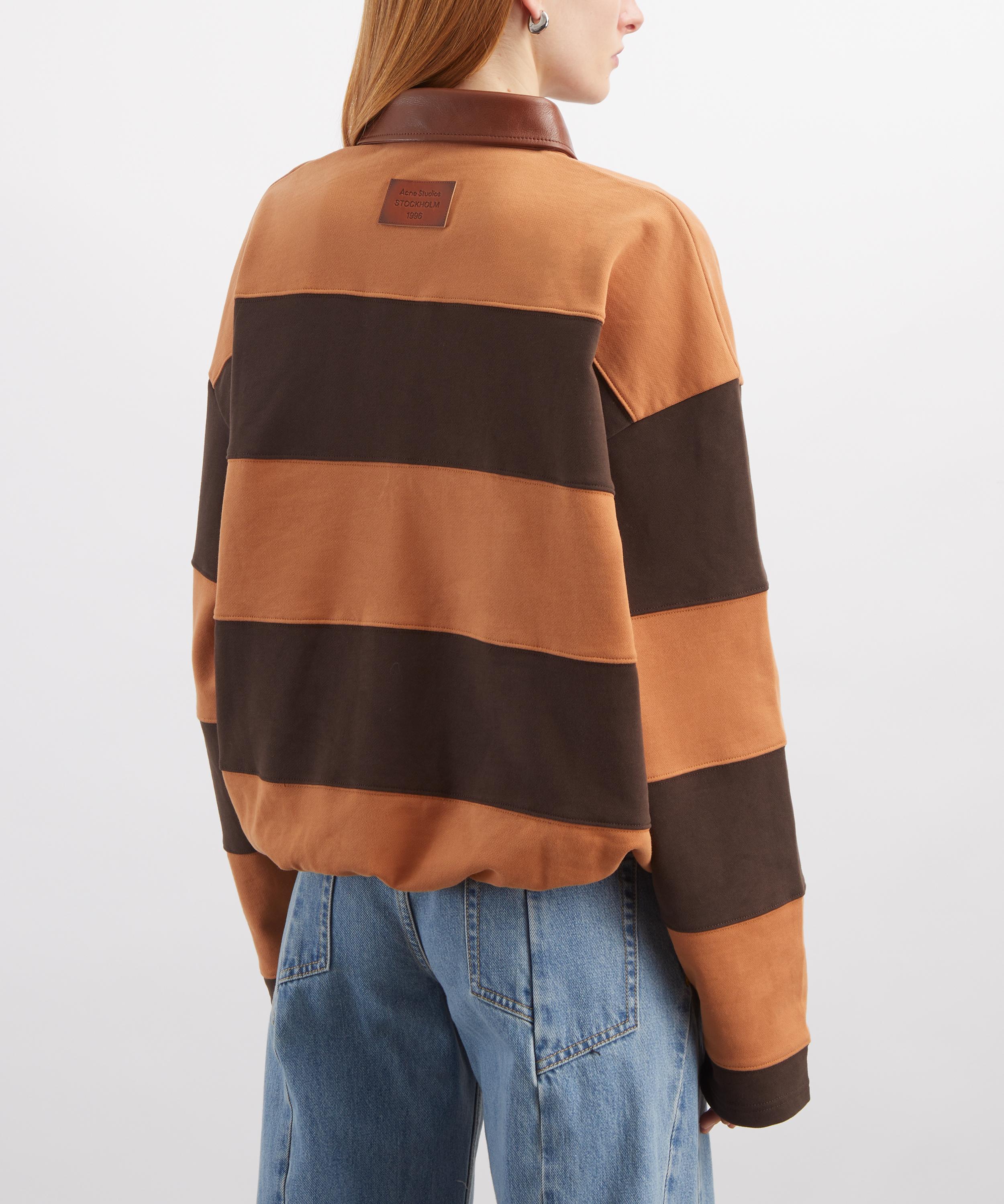 Acne Studios - Folio Leather-Trimmed Striped Cotton-Jersey Sweatshirt image number 3