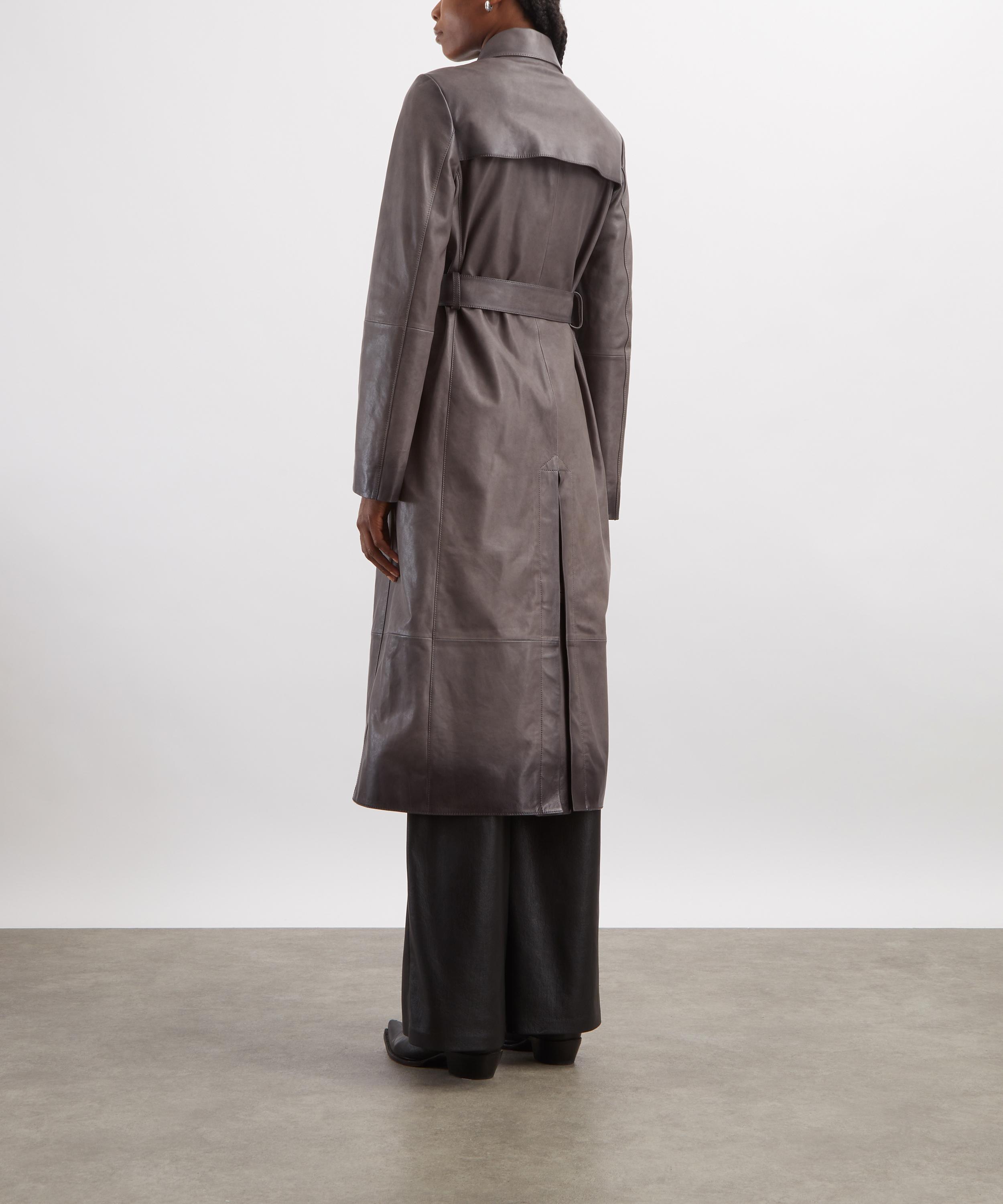 Acne Studios - Anthracite Grey Leather Trench Coat image number 3