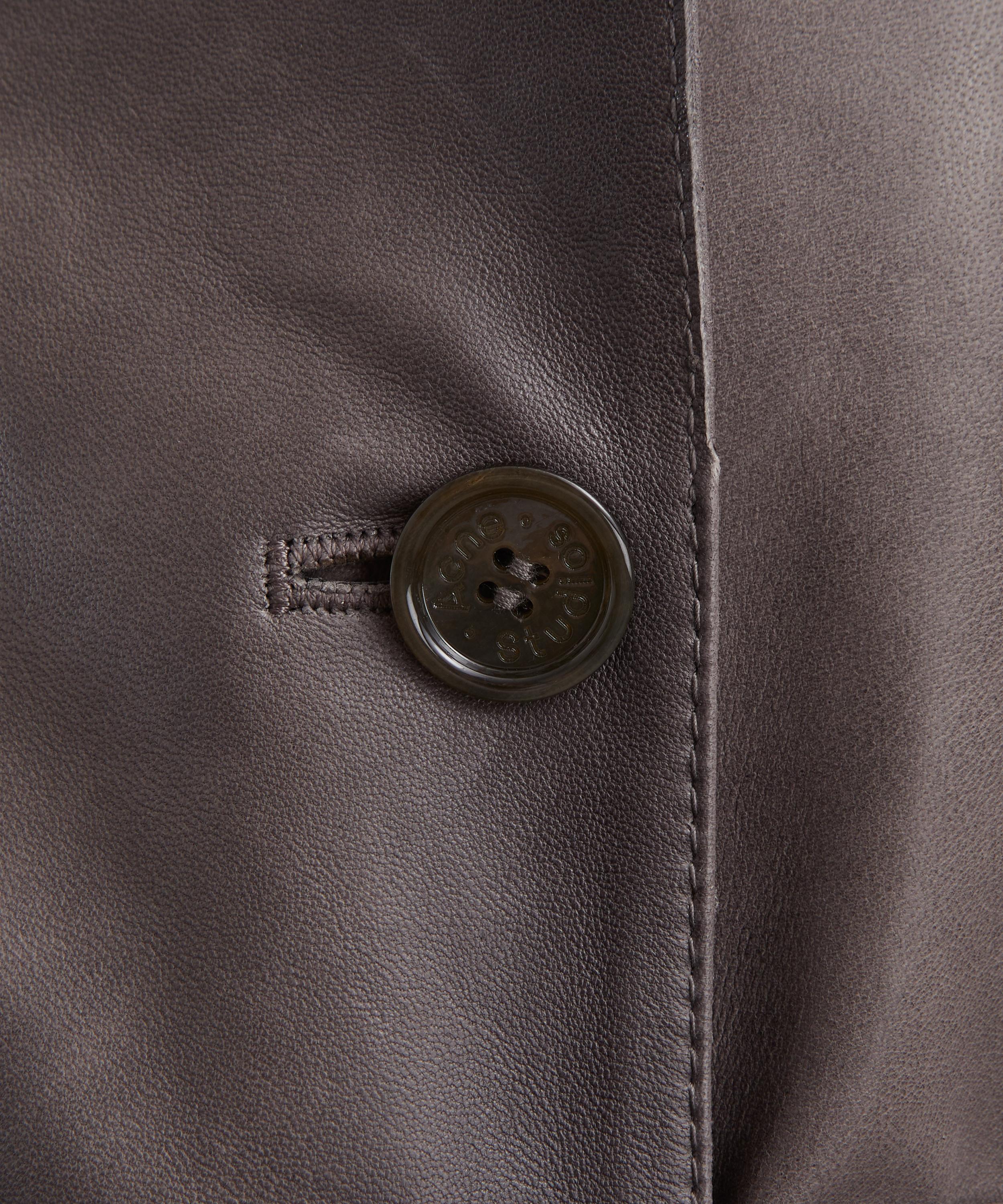 Acne Studios - Anthracite Grey Leather Trench Coat image number 4