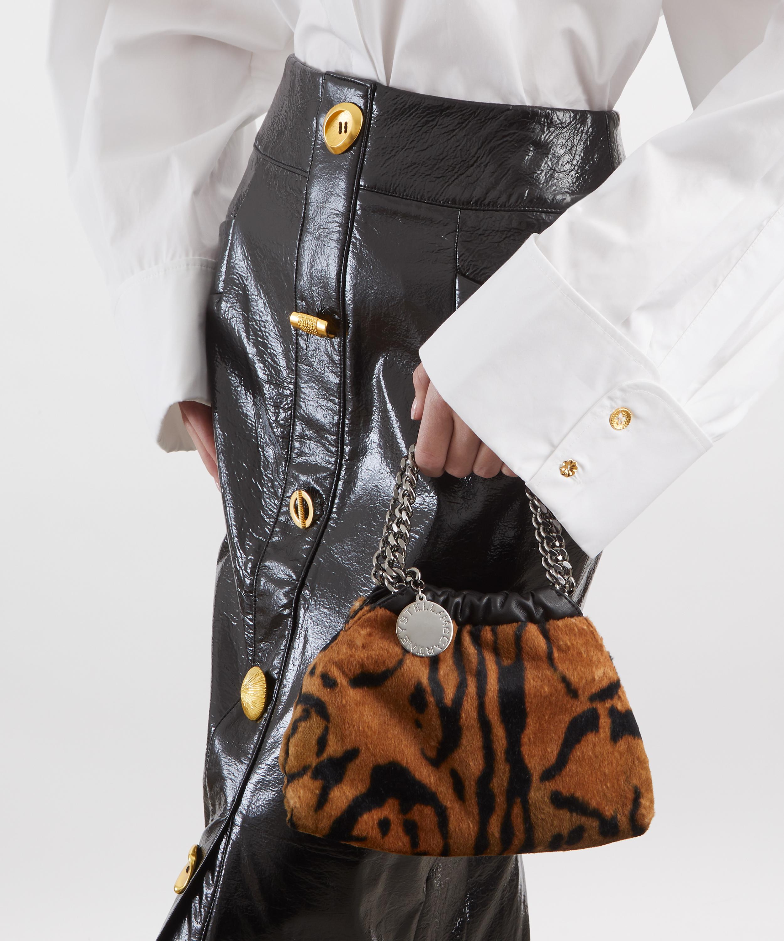 Stella McCartney - Falabella Mini Drawstring Ocelot Brushed Velvet Shoulder Bag image number 6