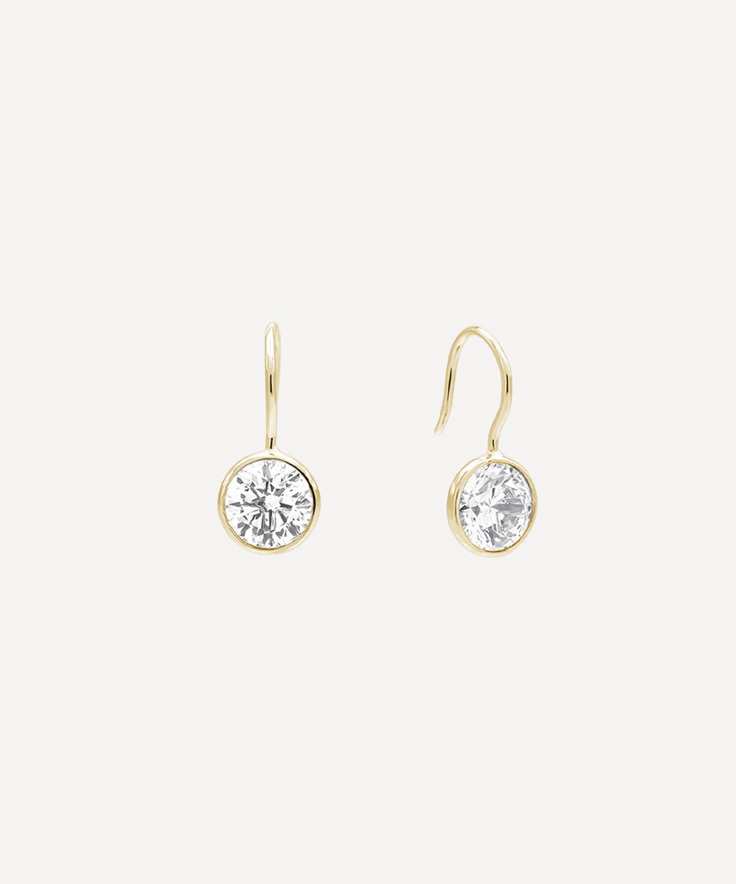SHASHI - 14ct Gold-Plated Vermeil Silver Bezel French Hook Drop Earrings