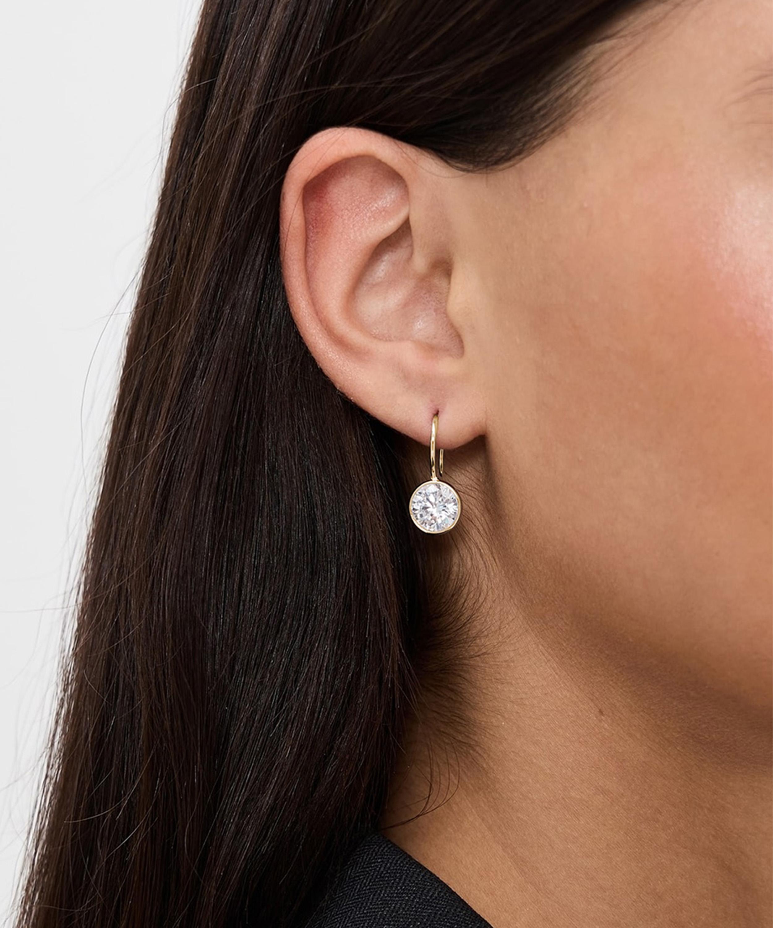 SHASHI - 14ct Gold-Plated Vermeil Silver Bezel French Hook Drop Earrings image number 1