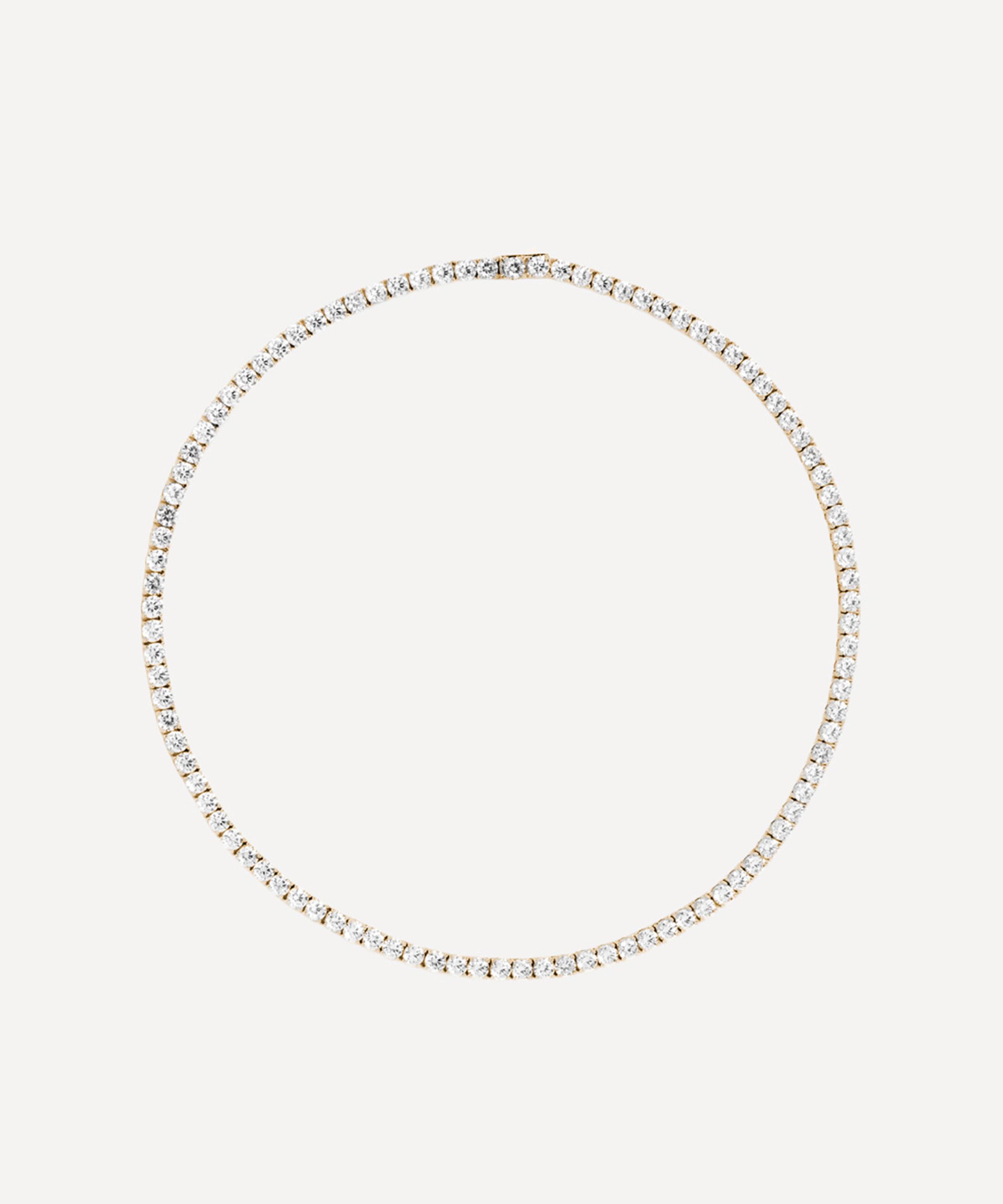 SHASHI - 14ct Gold-Plated Vermeil Silver Medium Diamond Tennis Necklace