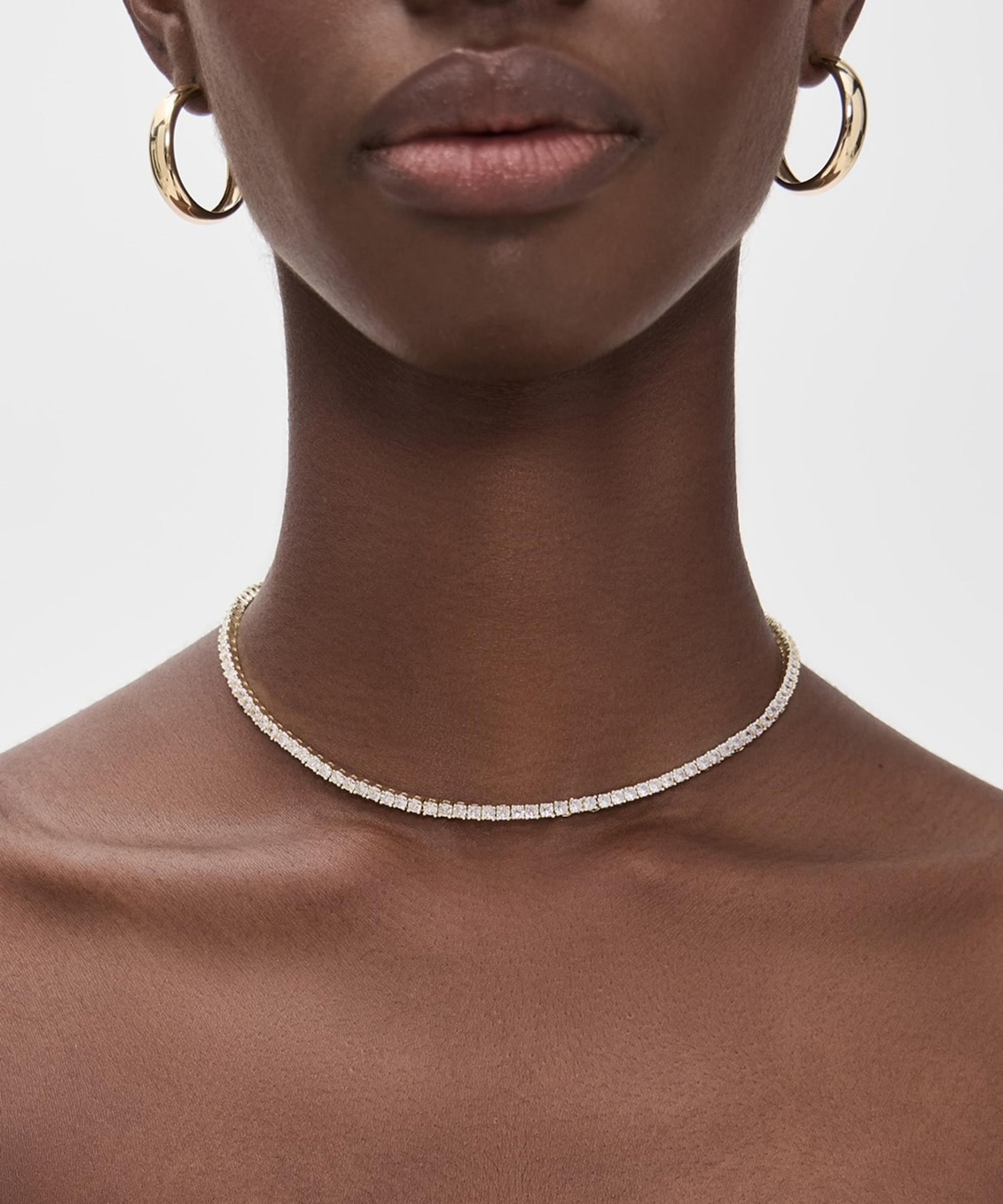 SHASHI - 14ct Gold-Plated Vermeil Silver Medium Diamond Tennis Necklace image number 1