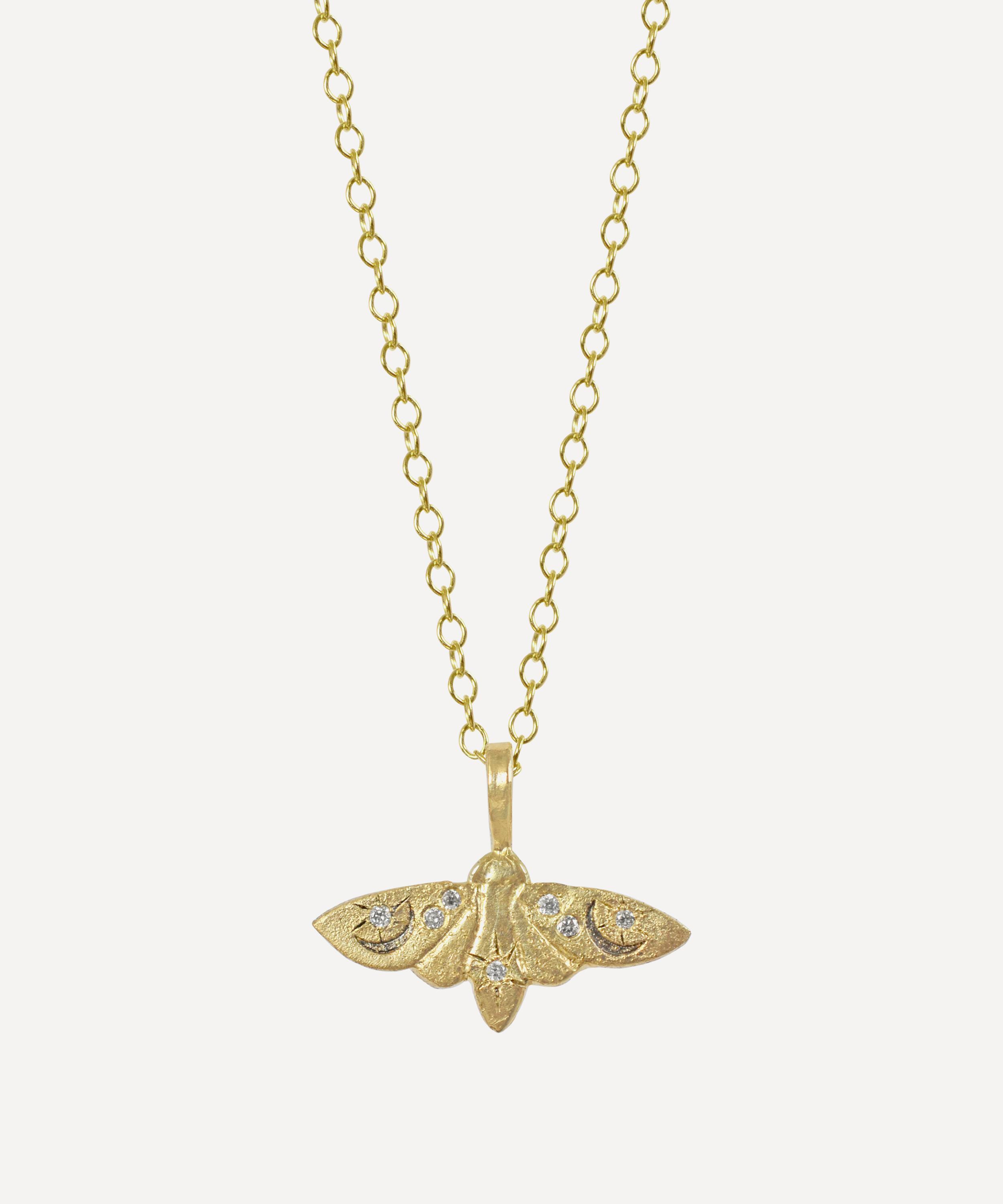 Acanthus - 14ct Gold Lunar Moth Pendant Necklace