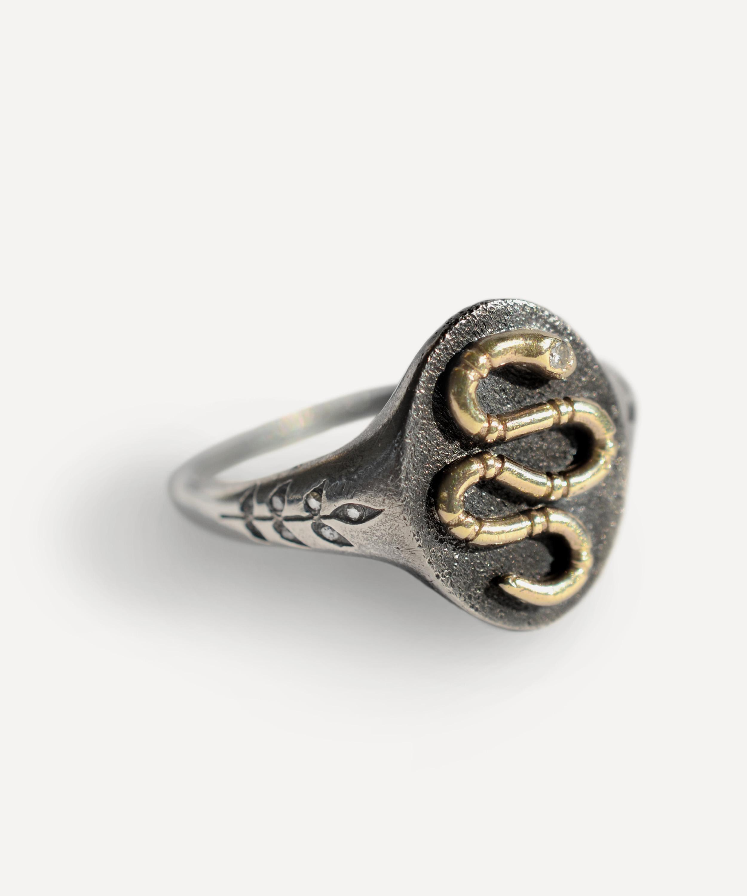 Acanthus - Mixed Metal Garden Snake Signet Ring