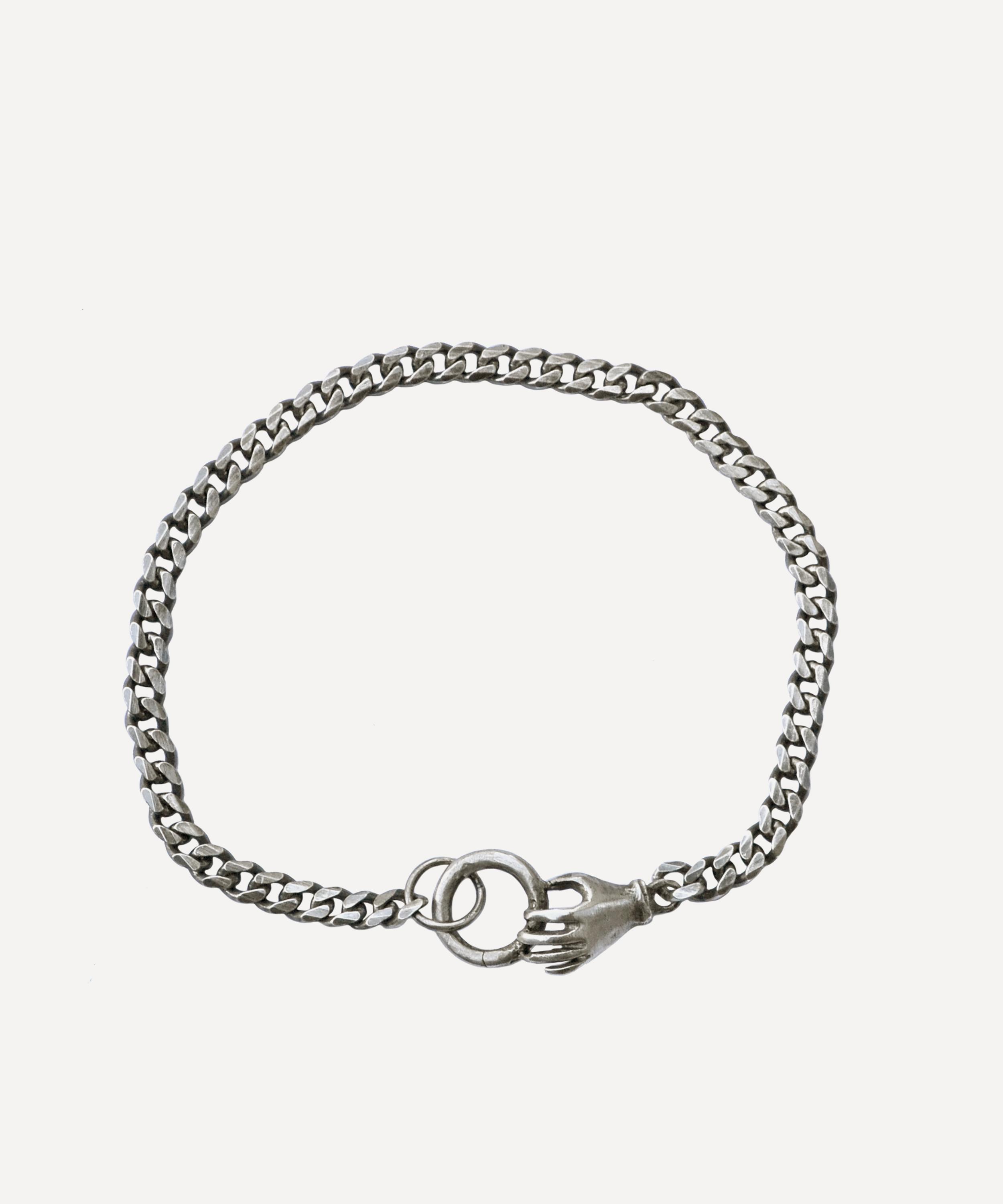 Acanthus - Antiqued Sterling Silver Single Hand Charm Holder Bracelet