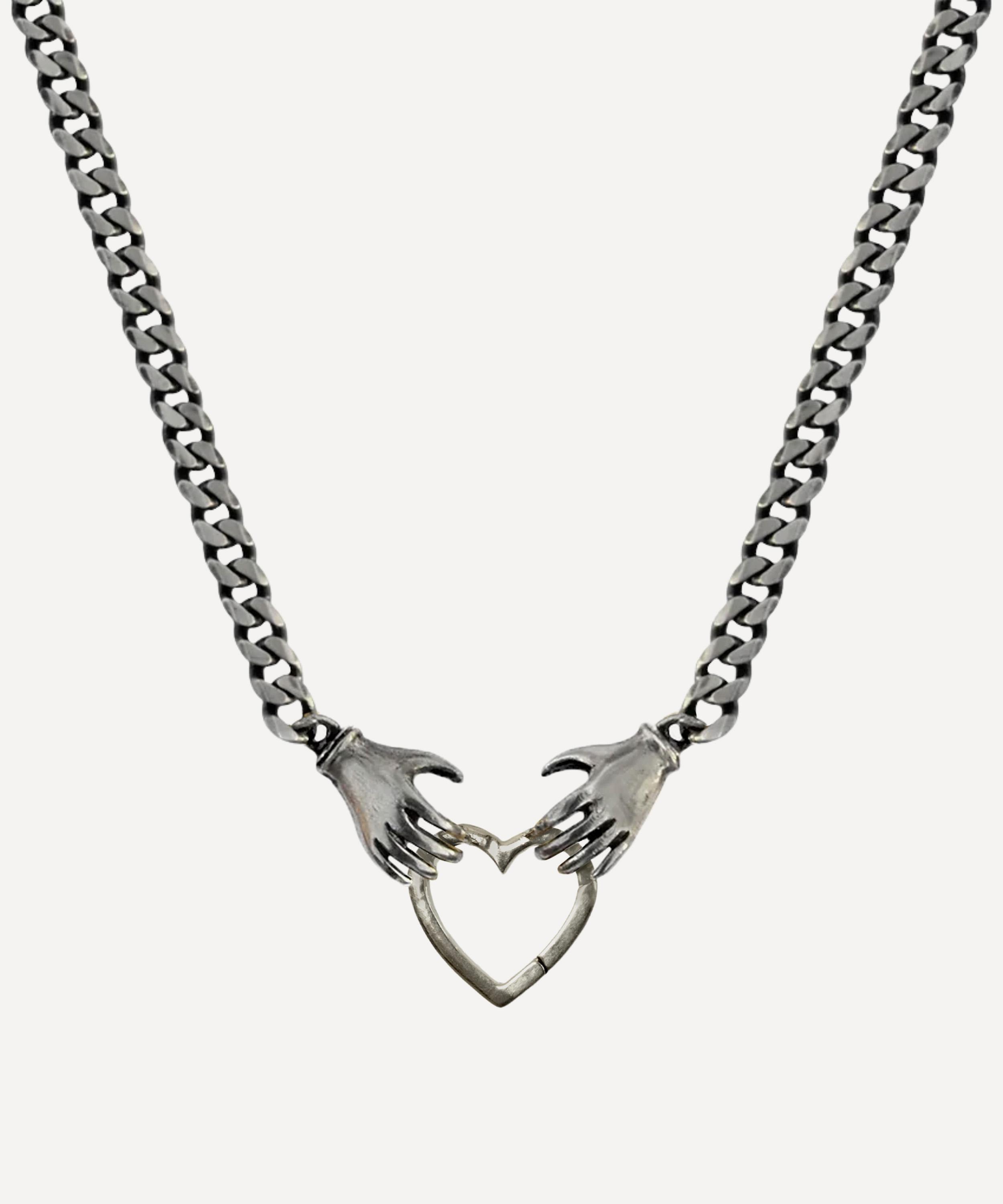 Acanthus - Antiqued Silver Hold Love Charm Holder Necklace image number 0