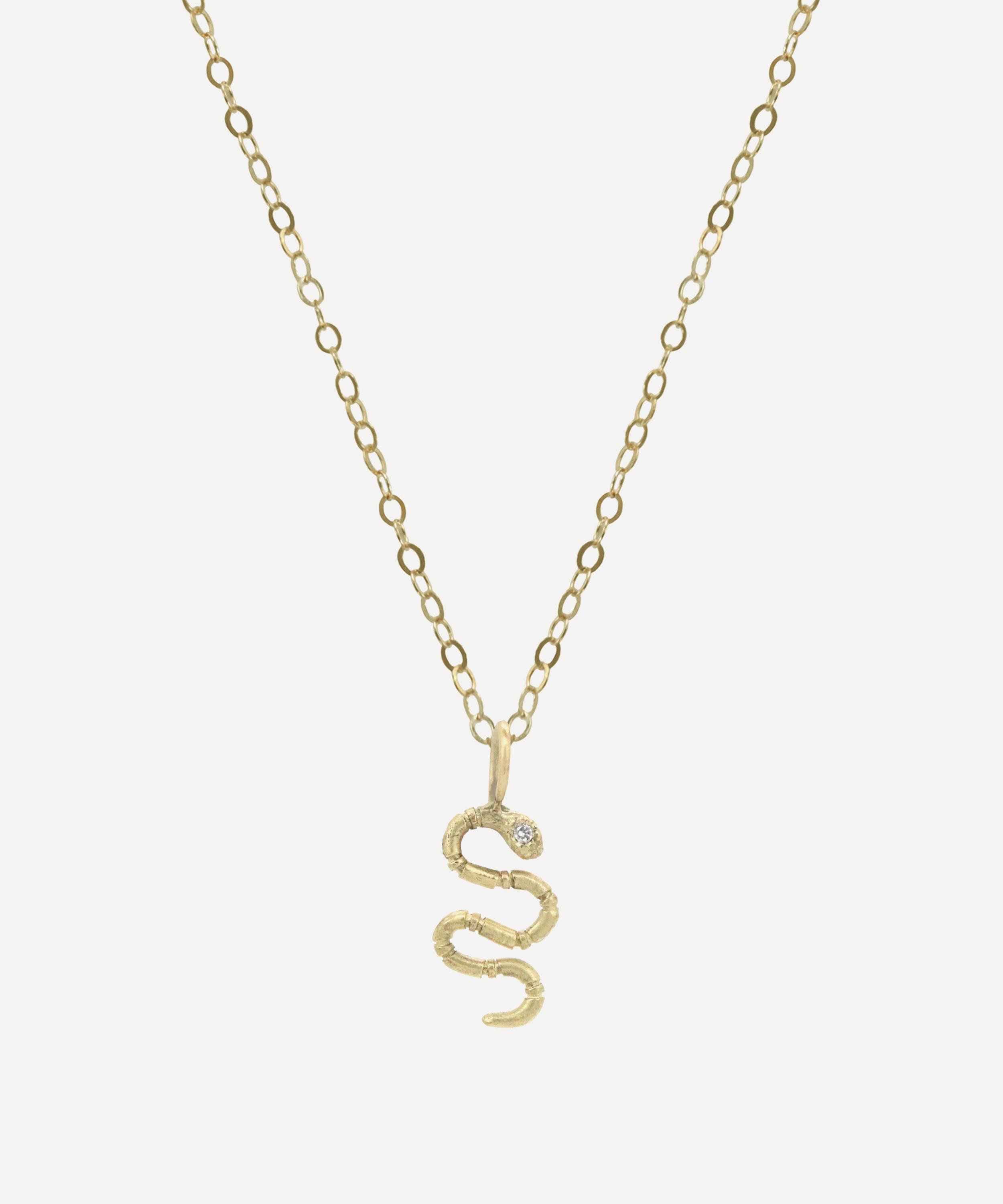 Acanthus - 14ct Gold Snake Amulet Pendant Necklace