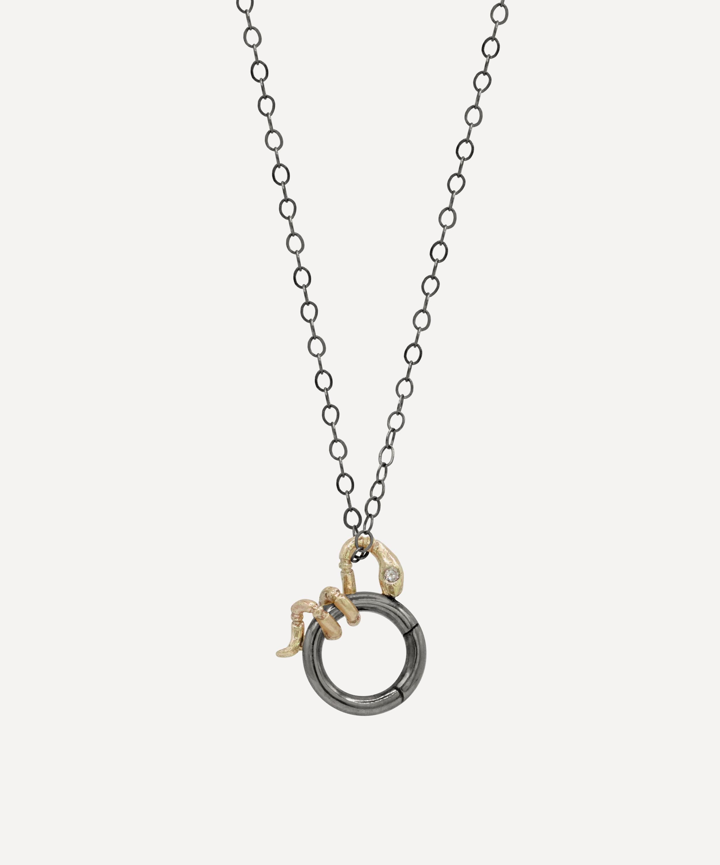 Acanthus - Mixed Metal Coiled Serpent Charm Holder Necklace