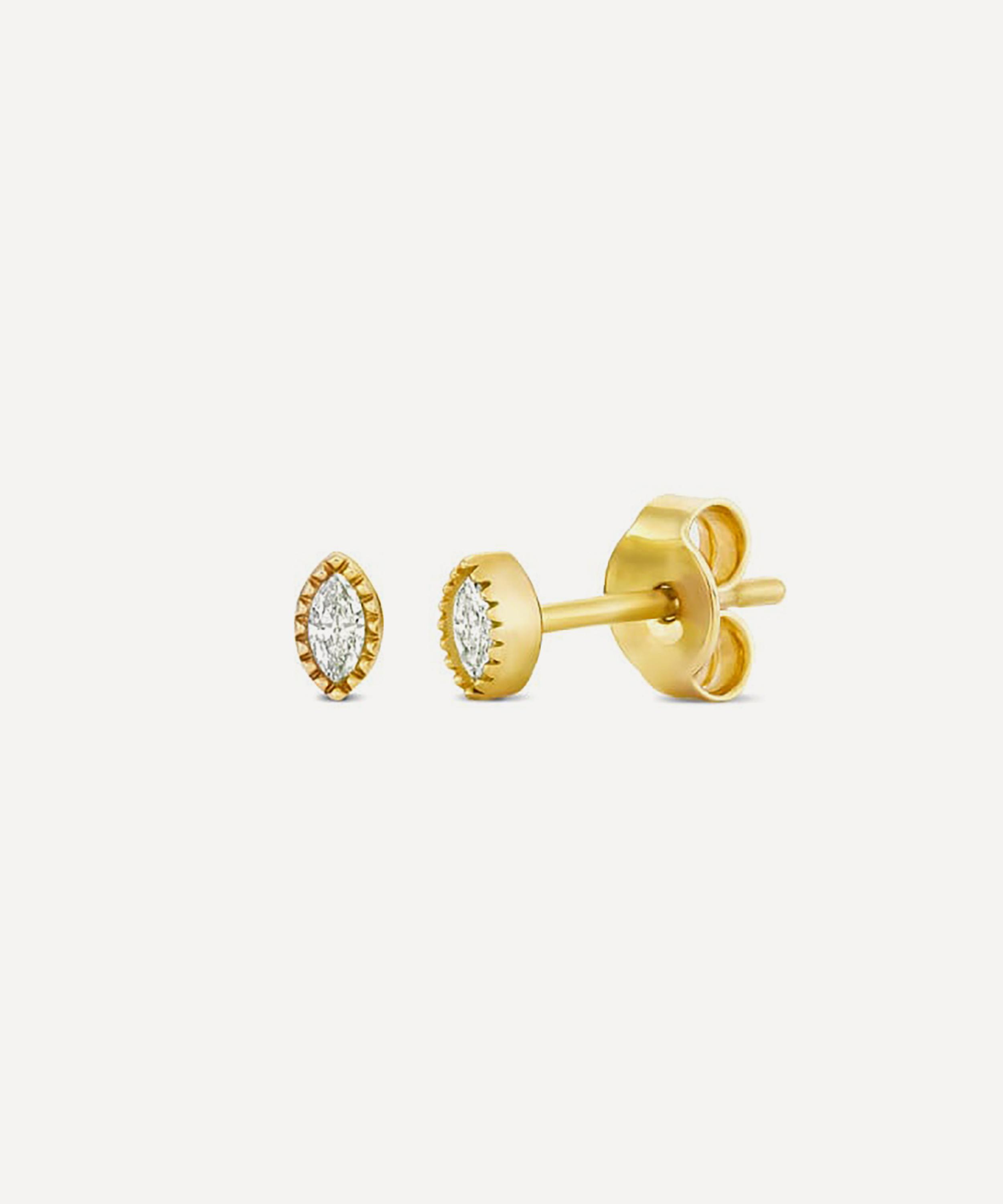 Dinny Hall - 9ct Gold Mini Marquise Lab Grown Diamond Stud Earrings