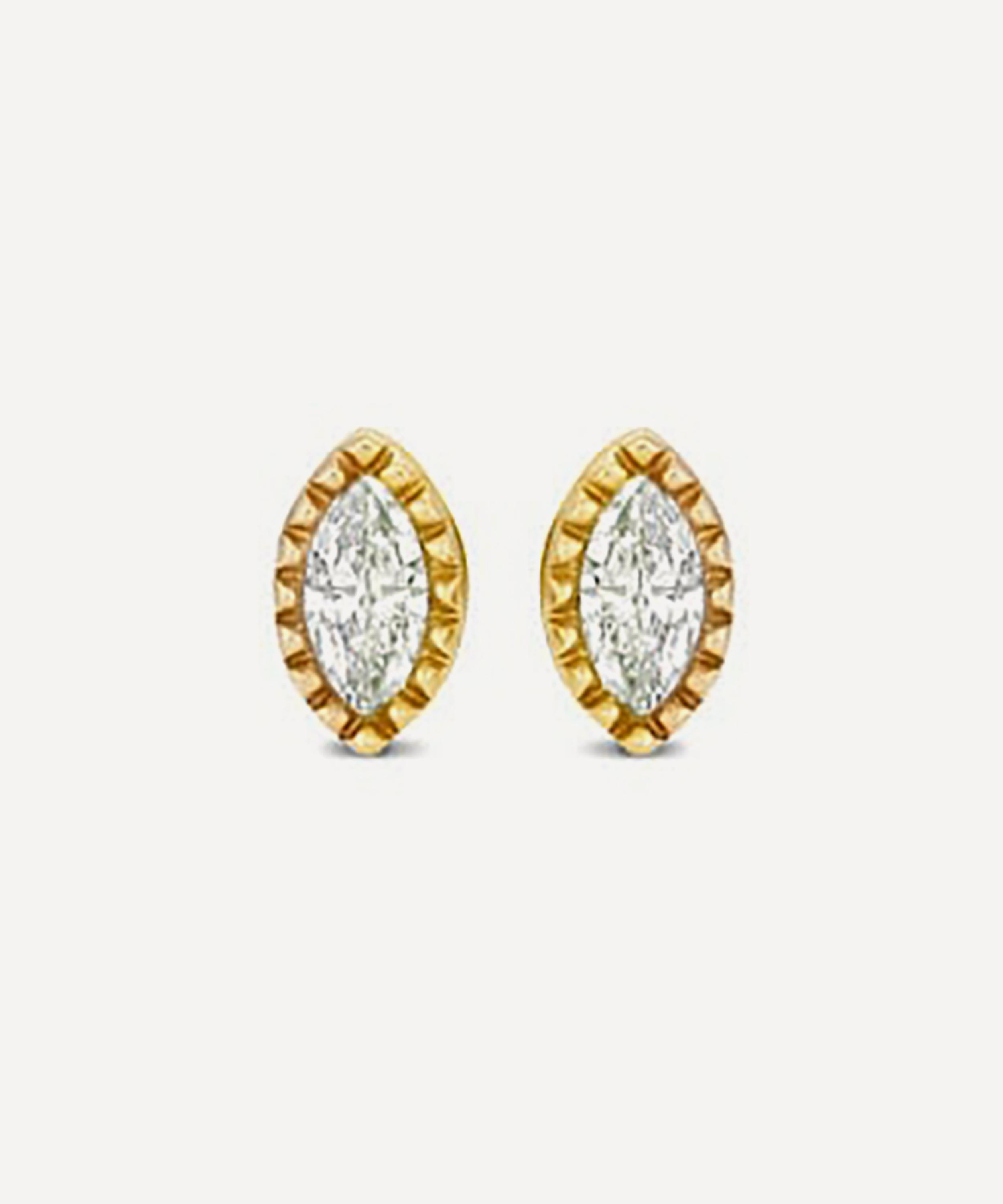 Dinny Hall - 9ct Gold Mini Marquise Lab Grown Diamond Stud Earrings image number 2