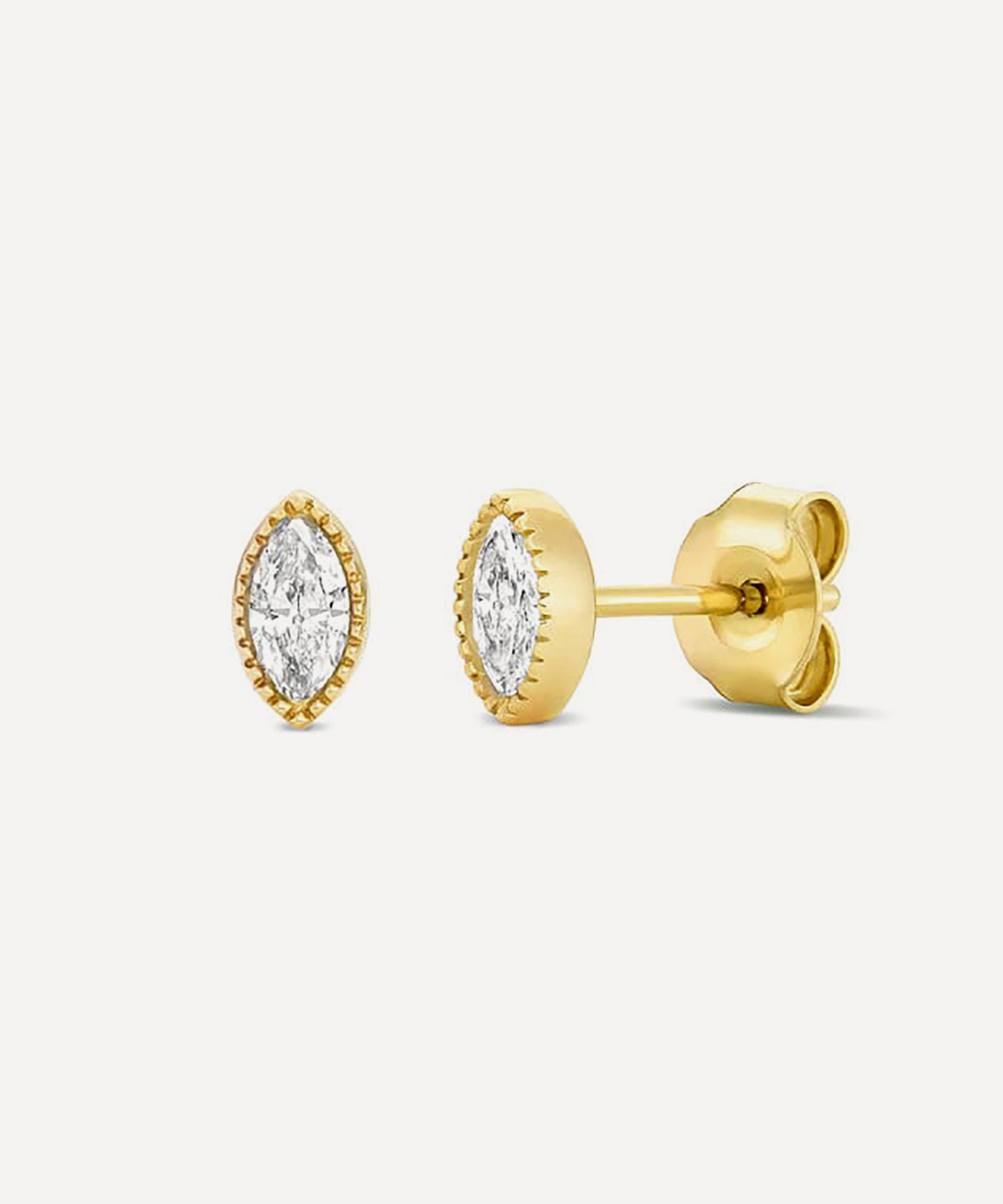 Dinny Hall - 9ct Gold Marquise Lab Grown Diamond Stud Earrings