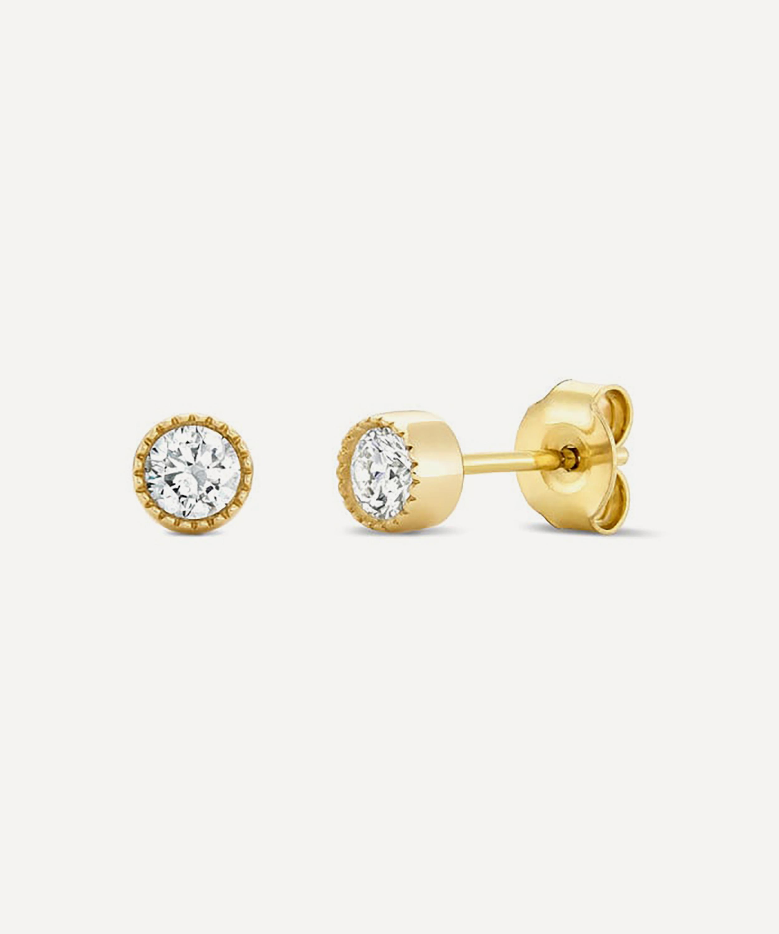 Dinny Hall - 9ct Gold Solitaire Lab Grown Diamond Stud Earrings
