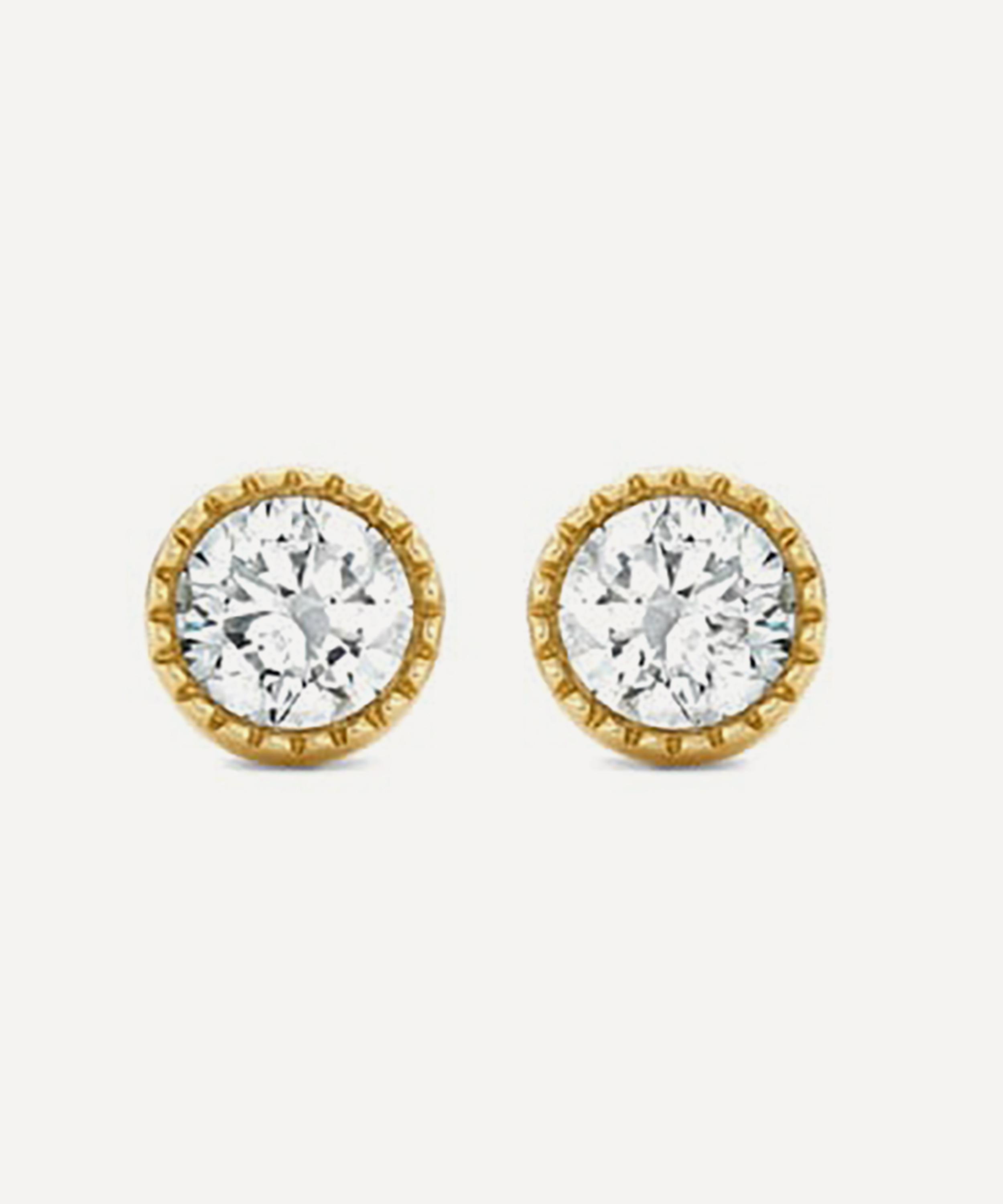 Dinny Hall - 9ct Gold Solitaire Lab Grown Diamond Stud Earrings image number 2