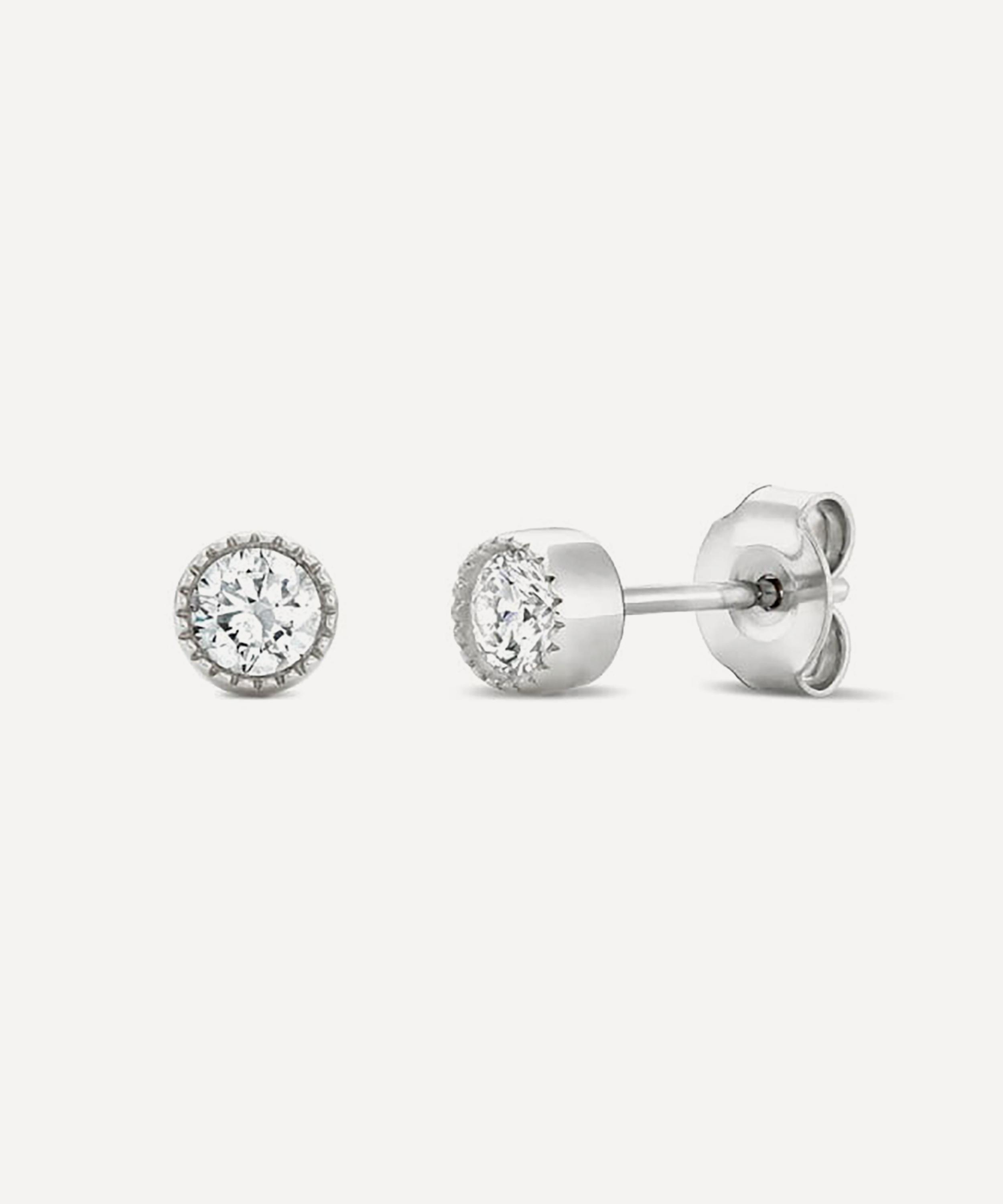 Dinny Hall - 9ct White Gold Solitaire Lab Grown Diamond Stud Earrings