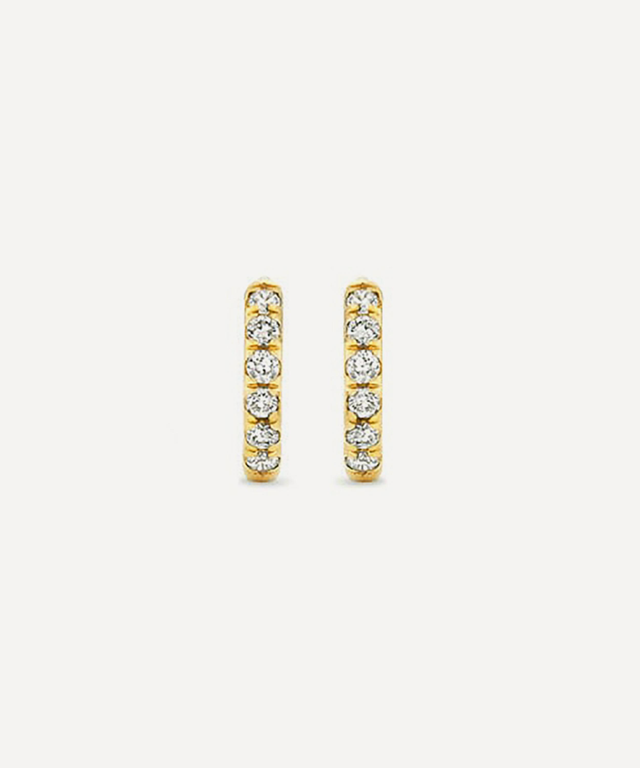 Dinny Hall - 9ct Gold Mini Lab Grown Diamond Huggie Hoop Earrings image number 2