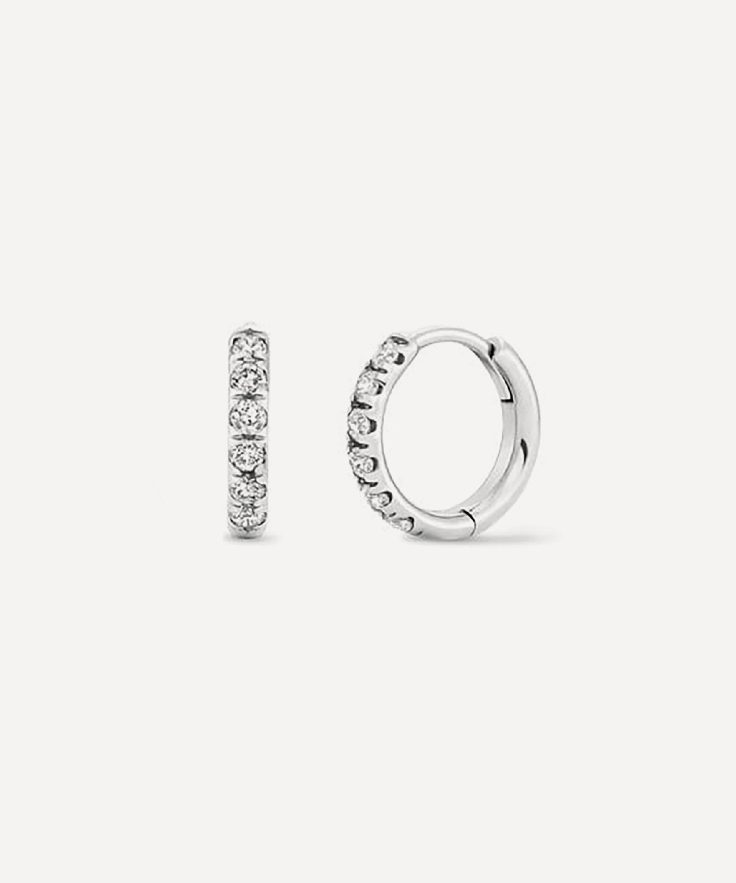 Dinny Hall - 9ct White Gold Mini Lab Grown Diamond Huggie Hoop Earrings