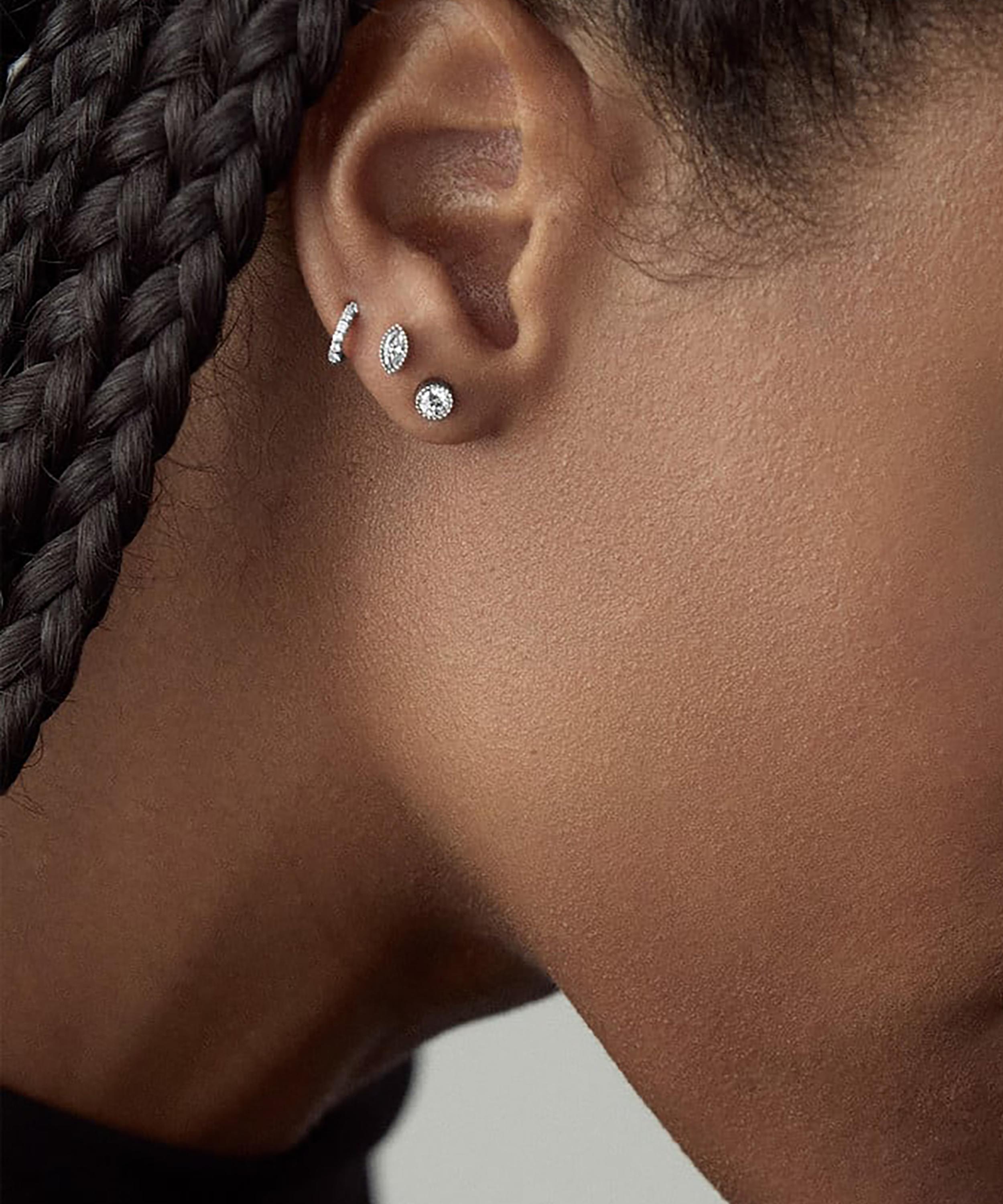 Dinny Hall - 9ct White Gold Mini Lab Grown Diamond Huggie Hoop Earrings image number 1