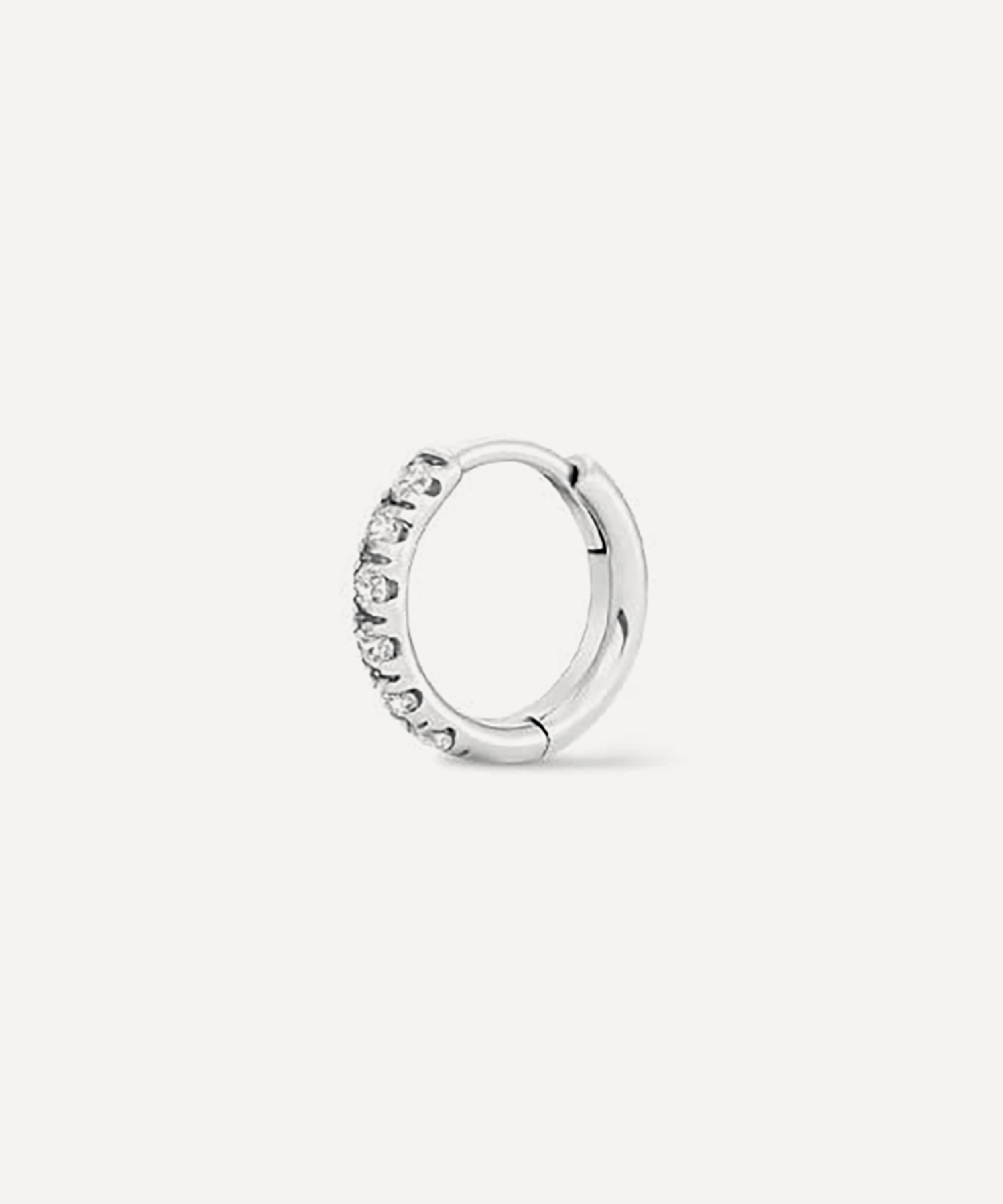 Dinny Hall - 9ct White Gold Mini Lab Grown Diamond Single Huggie Hoop Earring