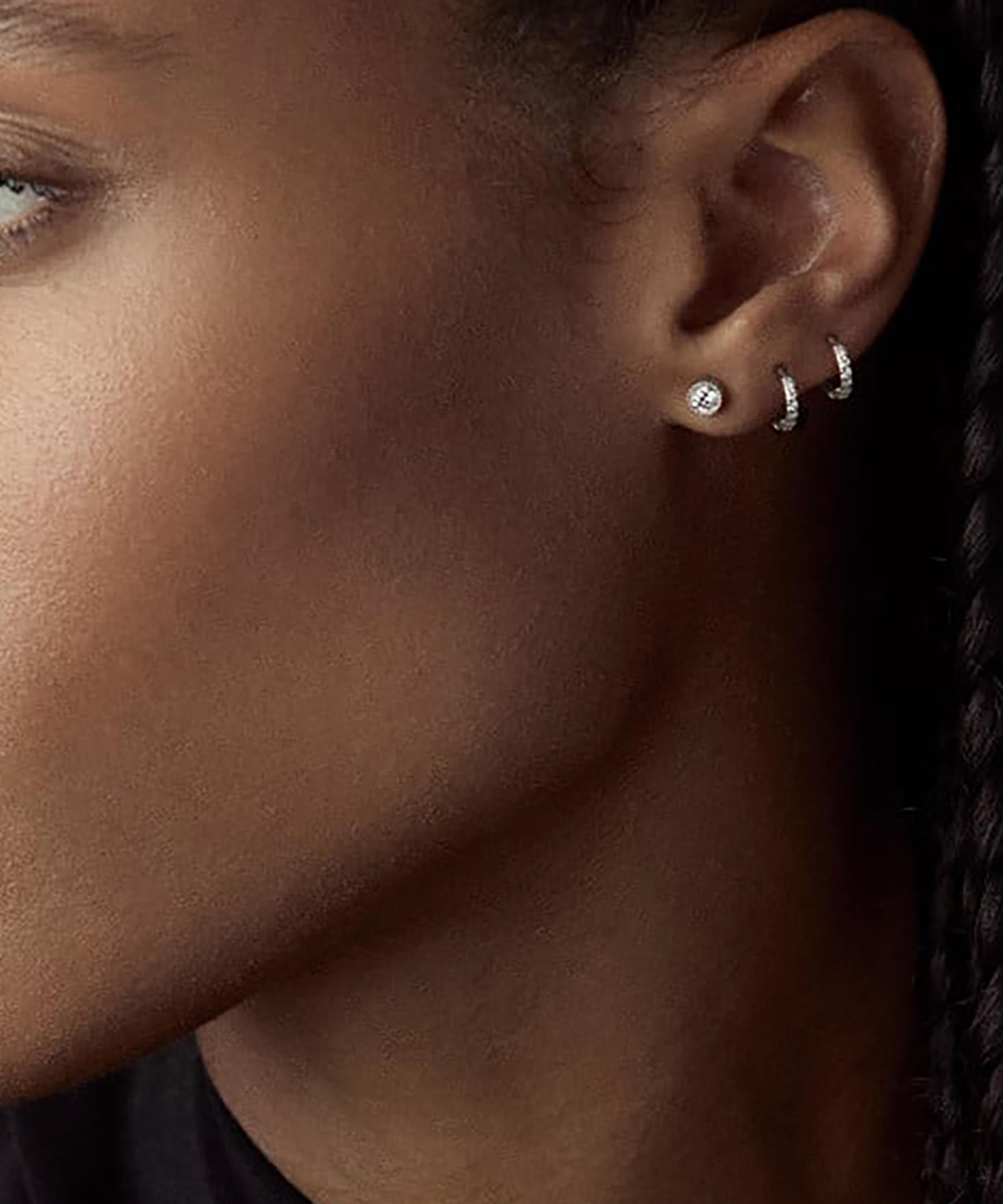 Dinny Hall - 9ct White Gold Mini Lab Grown Diamond Single Huggie Hoop Earring image number 1