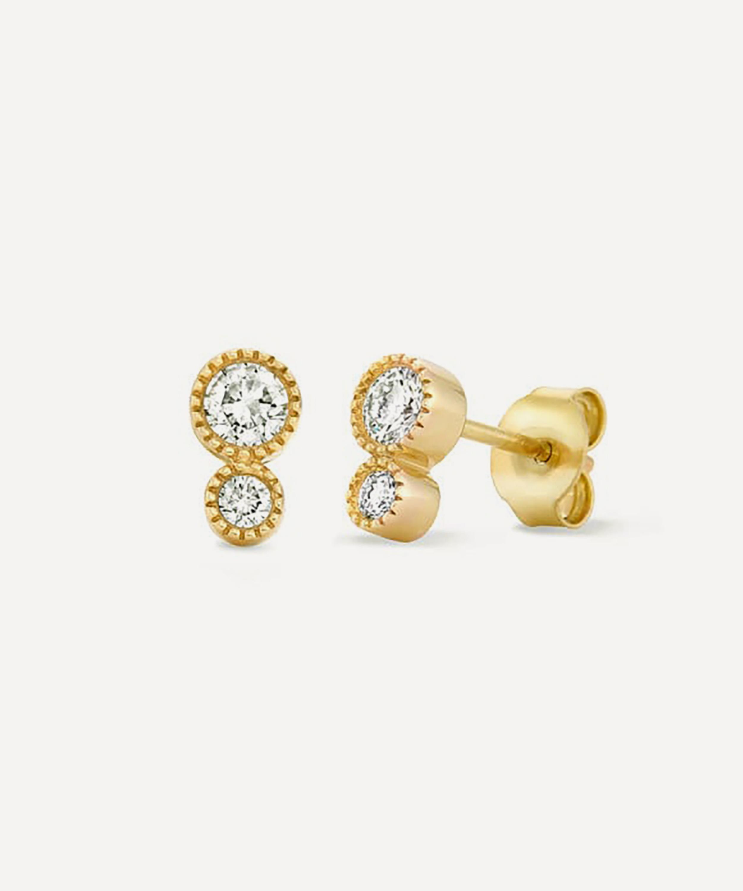 Dinny Hall - 9ct Gold Lab Grown Diamond Duo Stud Earrings