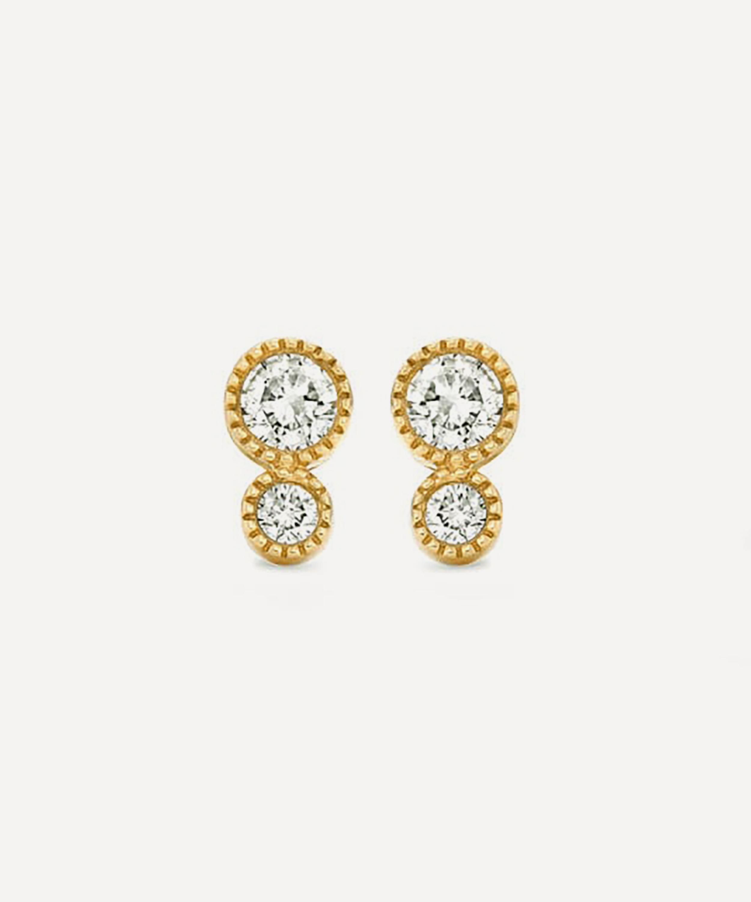 Dinny Hall - 9ct Gold Lab Grown Diamond Duo Stud Earrings image number 2