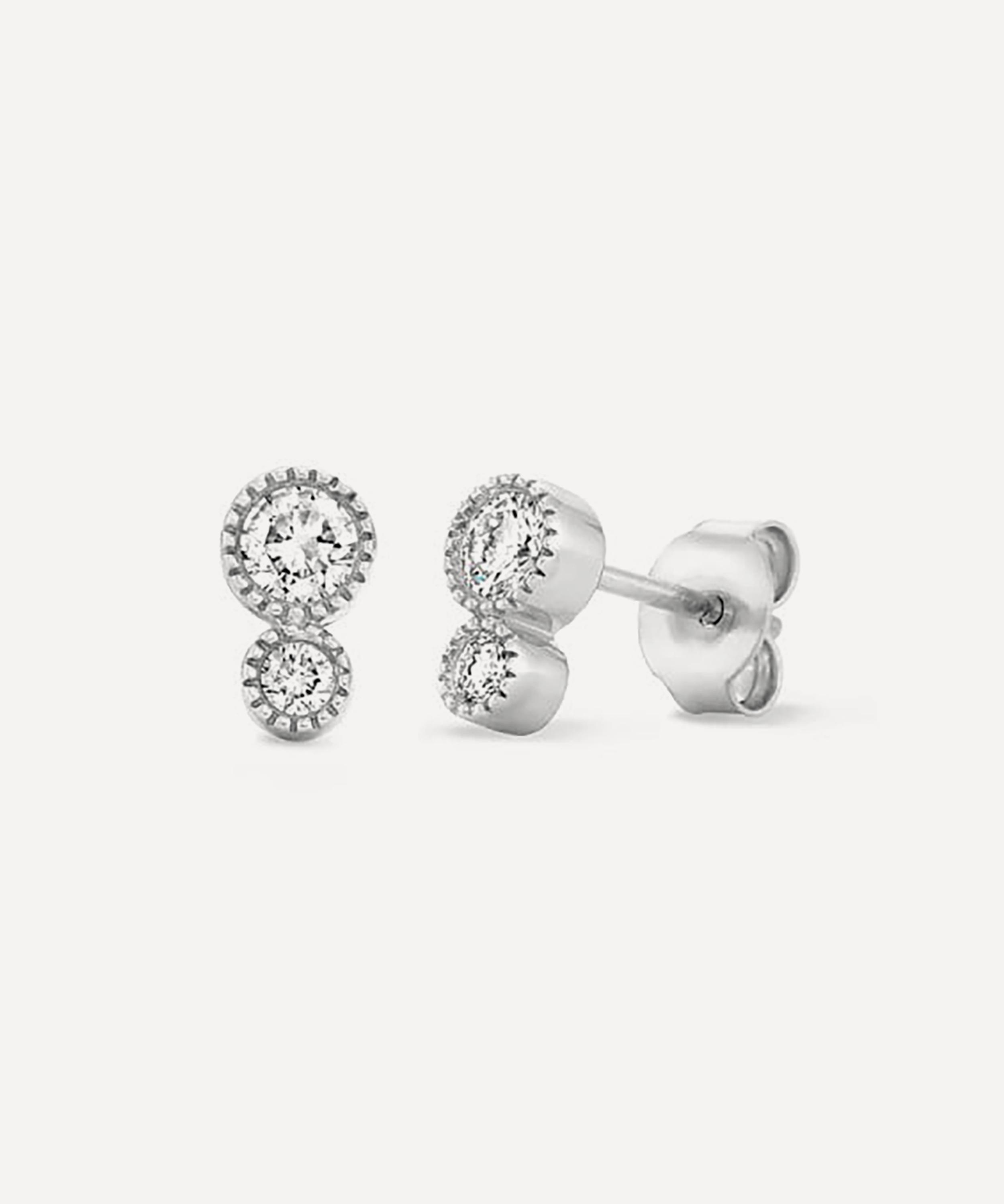 Dinny Hall - 9ct White Gold Lab Grown Diamond Duo Stud Earrings