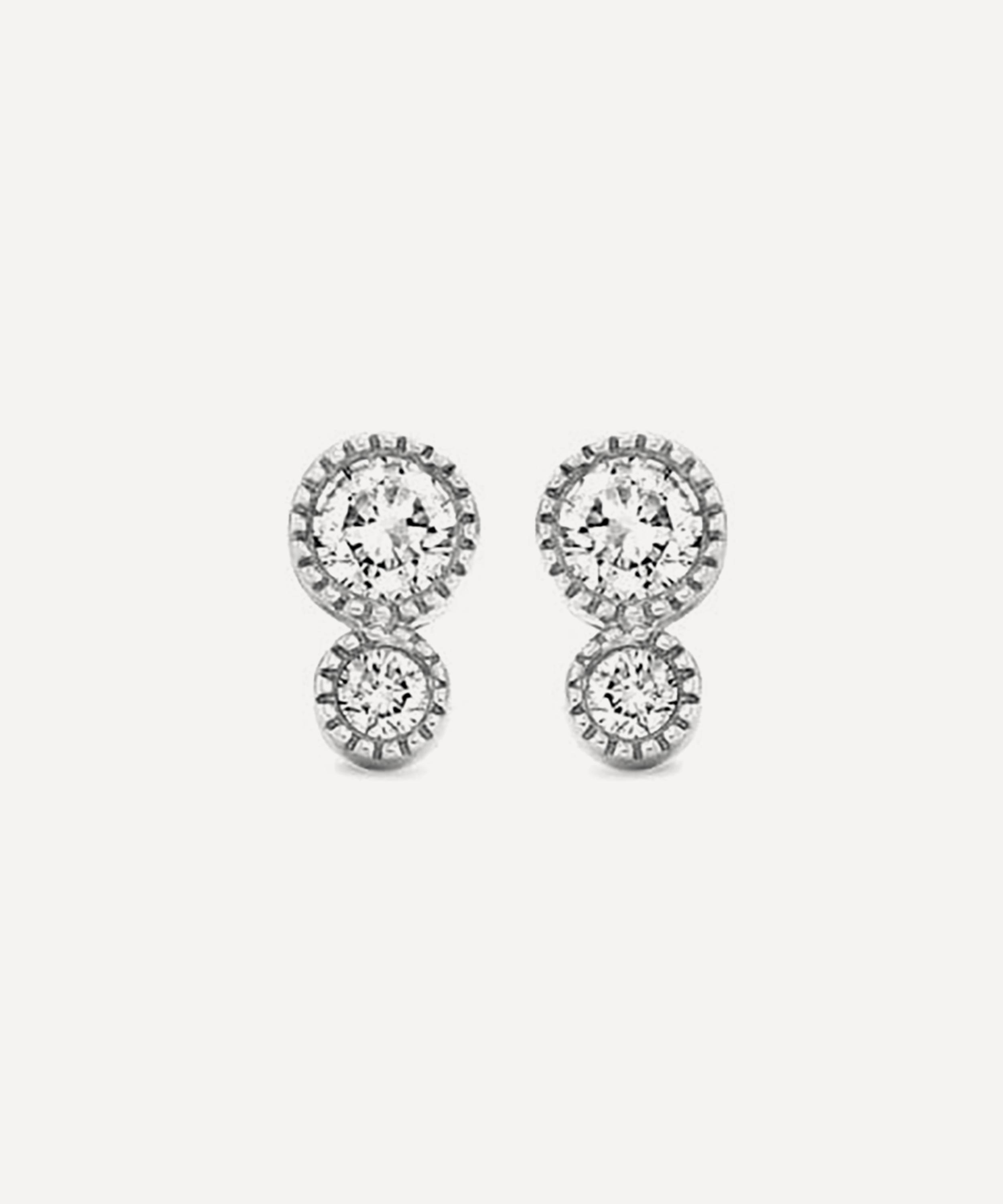 Dinny Hall - 9ct White Gold Lab Grown Diamond Duo Stud Earrings image number 2