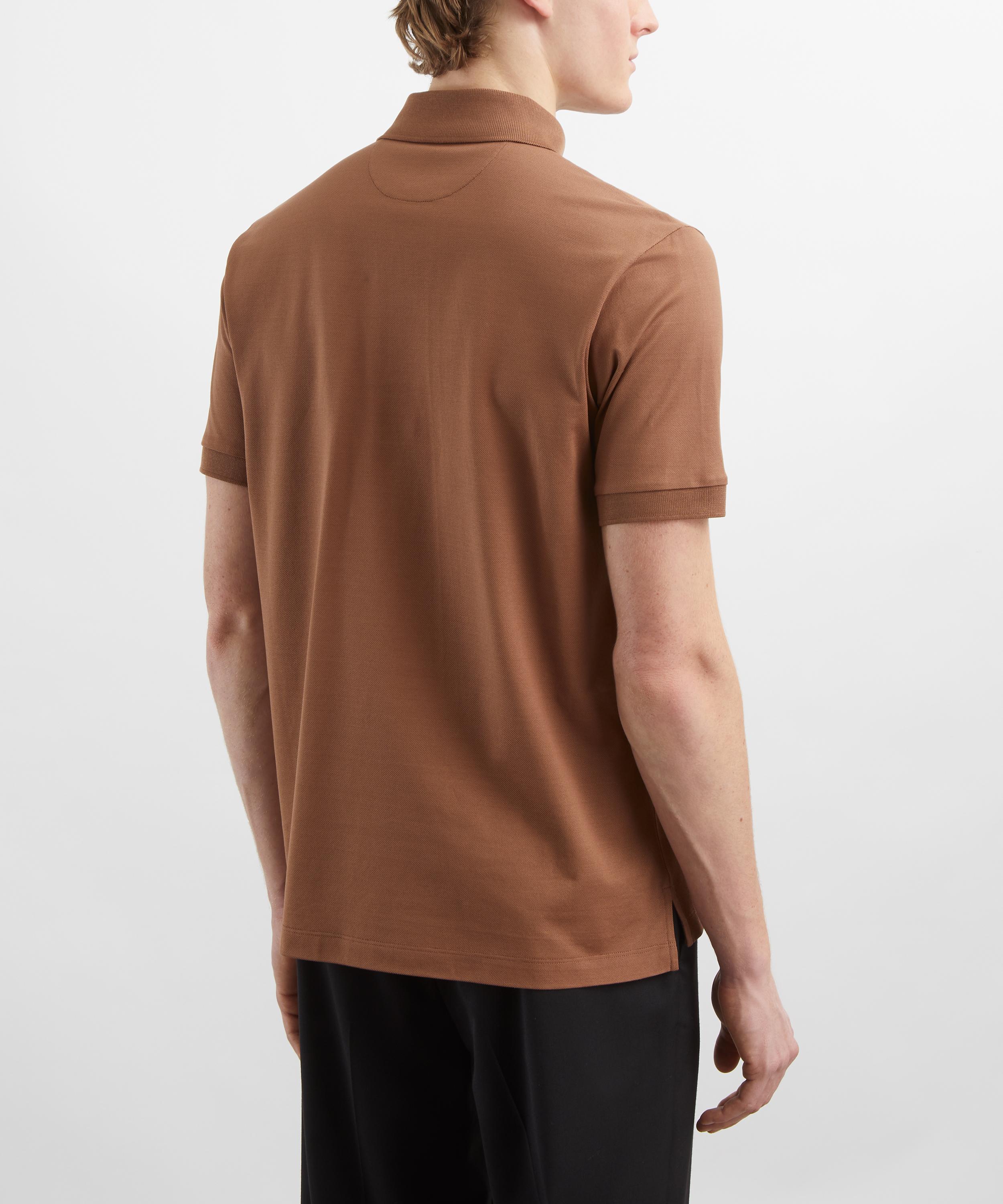 Paul Smith - Brown Knitted Signature Stripe Trim Polo Shirt image number 3