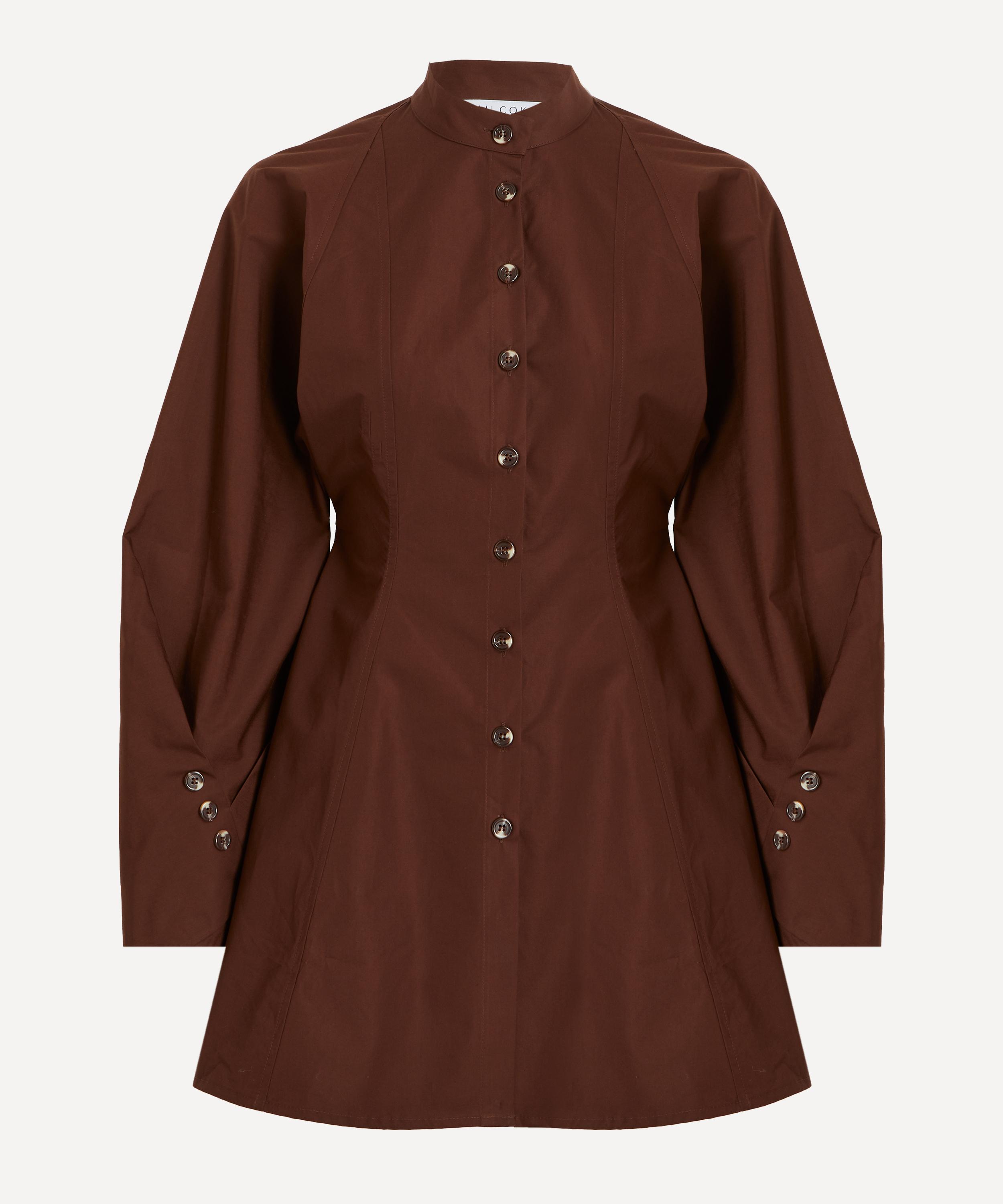 Tolu Coker - Brown Stand-Collar Shirt Dress