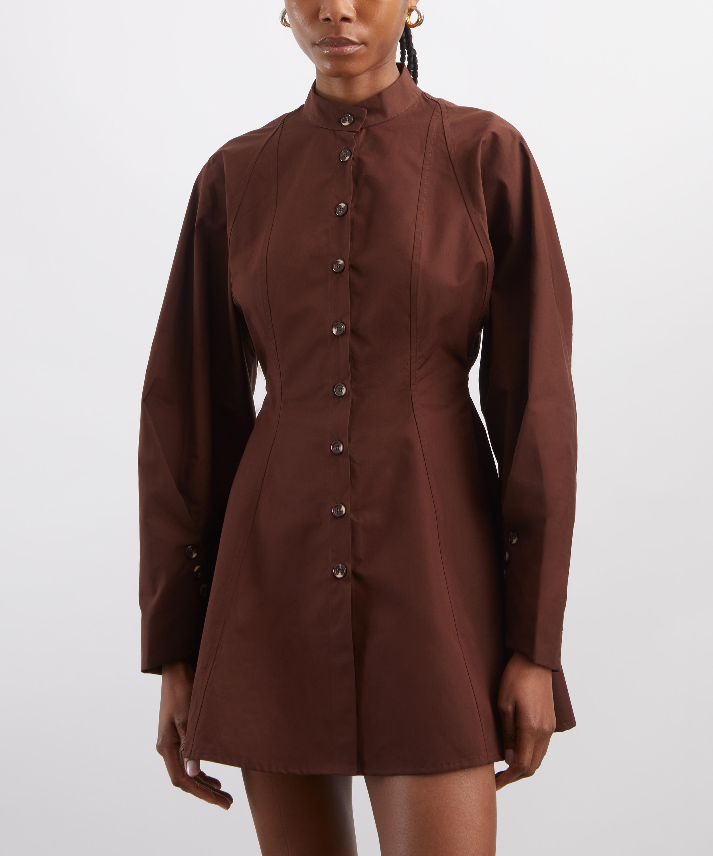 Tolu Coker - Brown Stand-Collar Shirt Dress image number 2