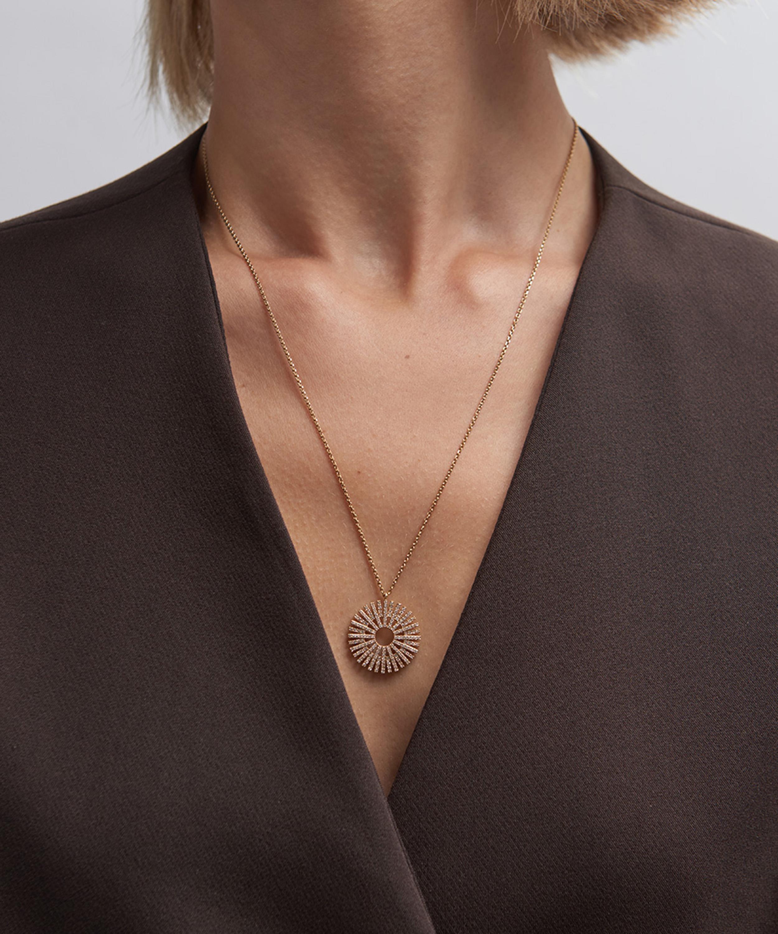 Astley Clarke - 14ct Gold Large Rising Sun Pendant Necklace image number 1