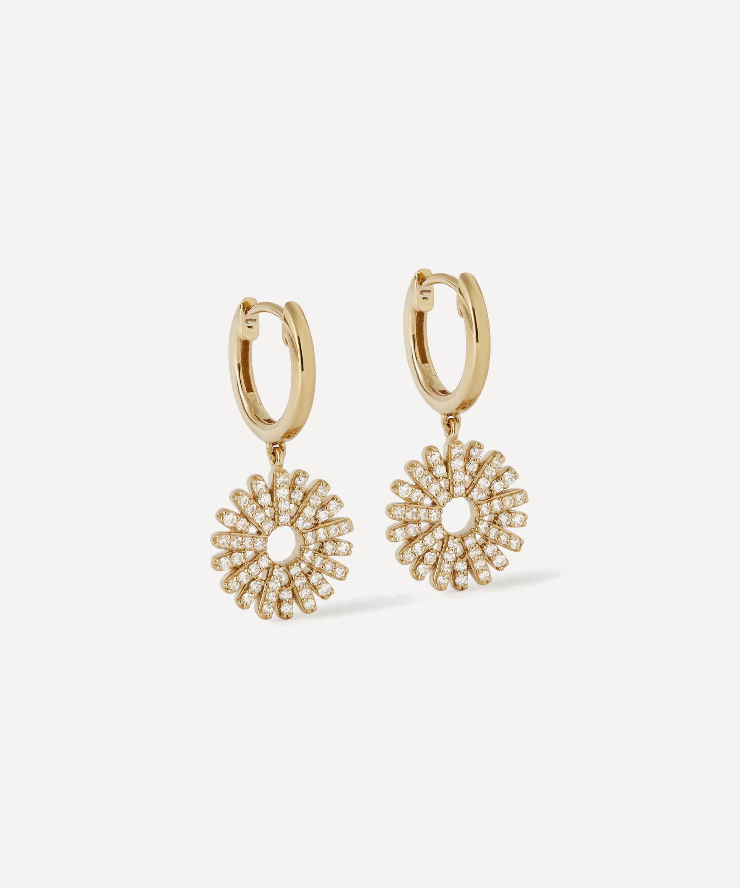 Astley Clarke - 14ct Gold Rising Sun Huggie Hoop Earrings