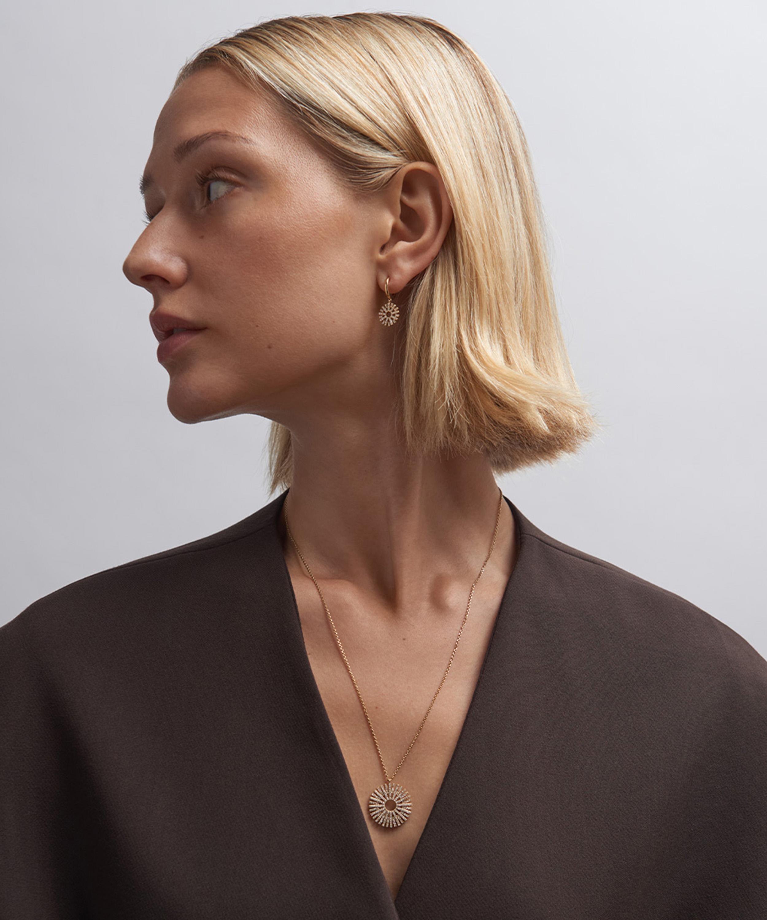 Astley Clarke - 14ct Gold Rising Sun Huggie Hoop Earrings image number 2