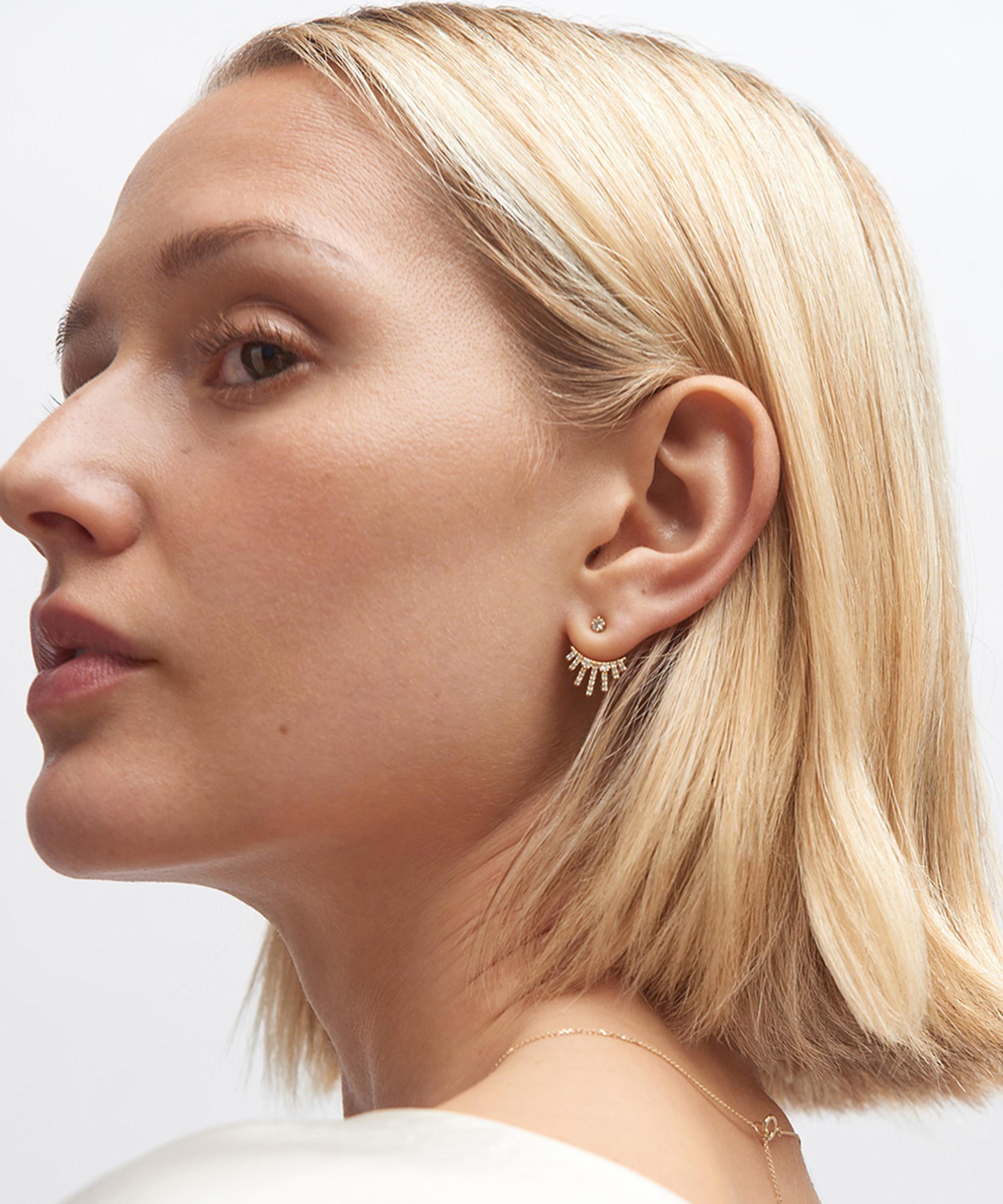 Astley Clarke - 14ct Gold Rising Sun Ray Jacket Stud Earrings image number 2