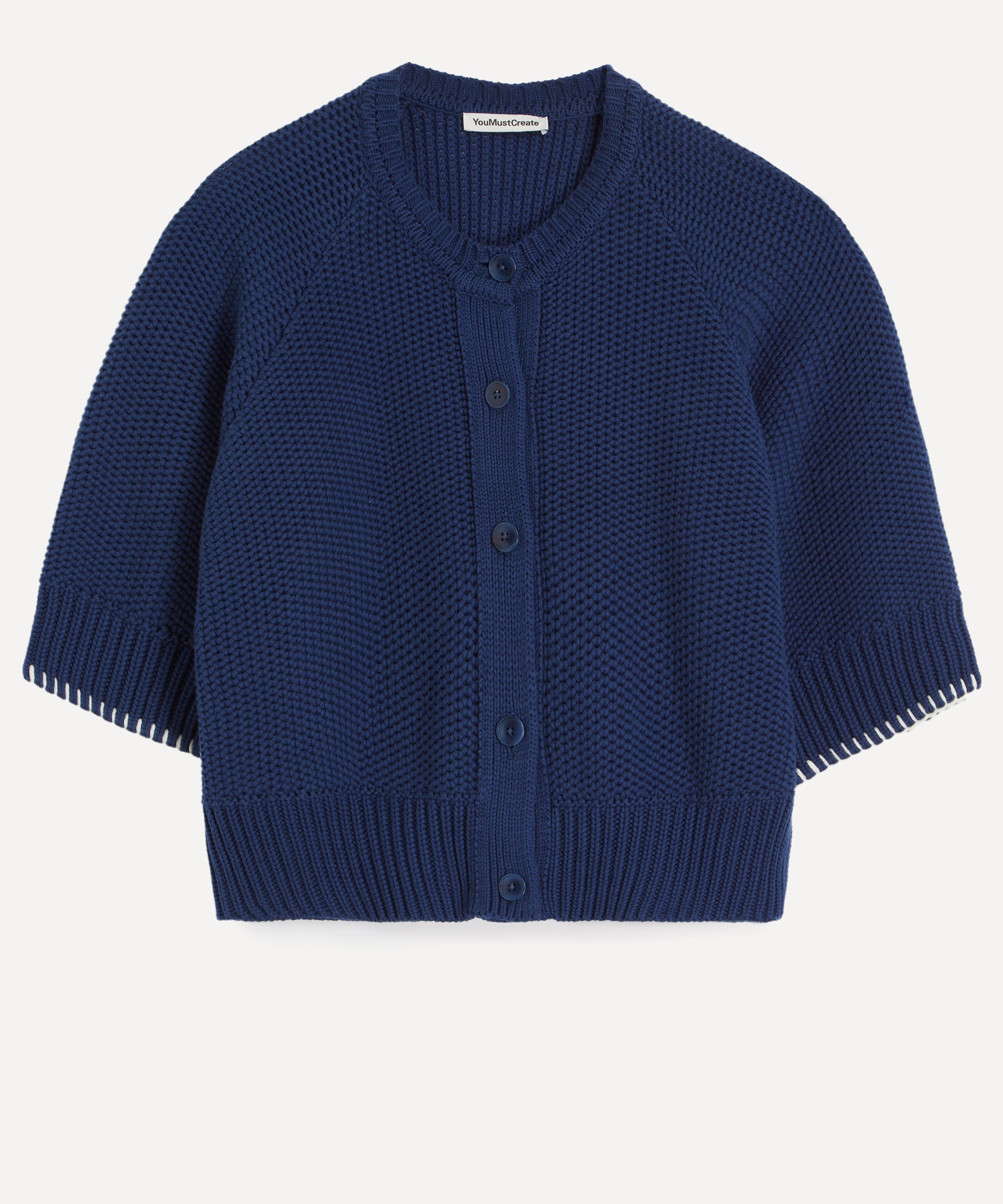 YMC - Kwai Blue Cotton Short-Sleeve Cardigan