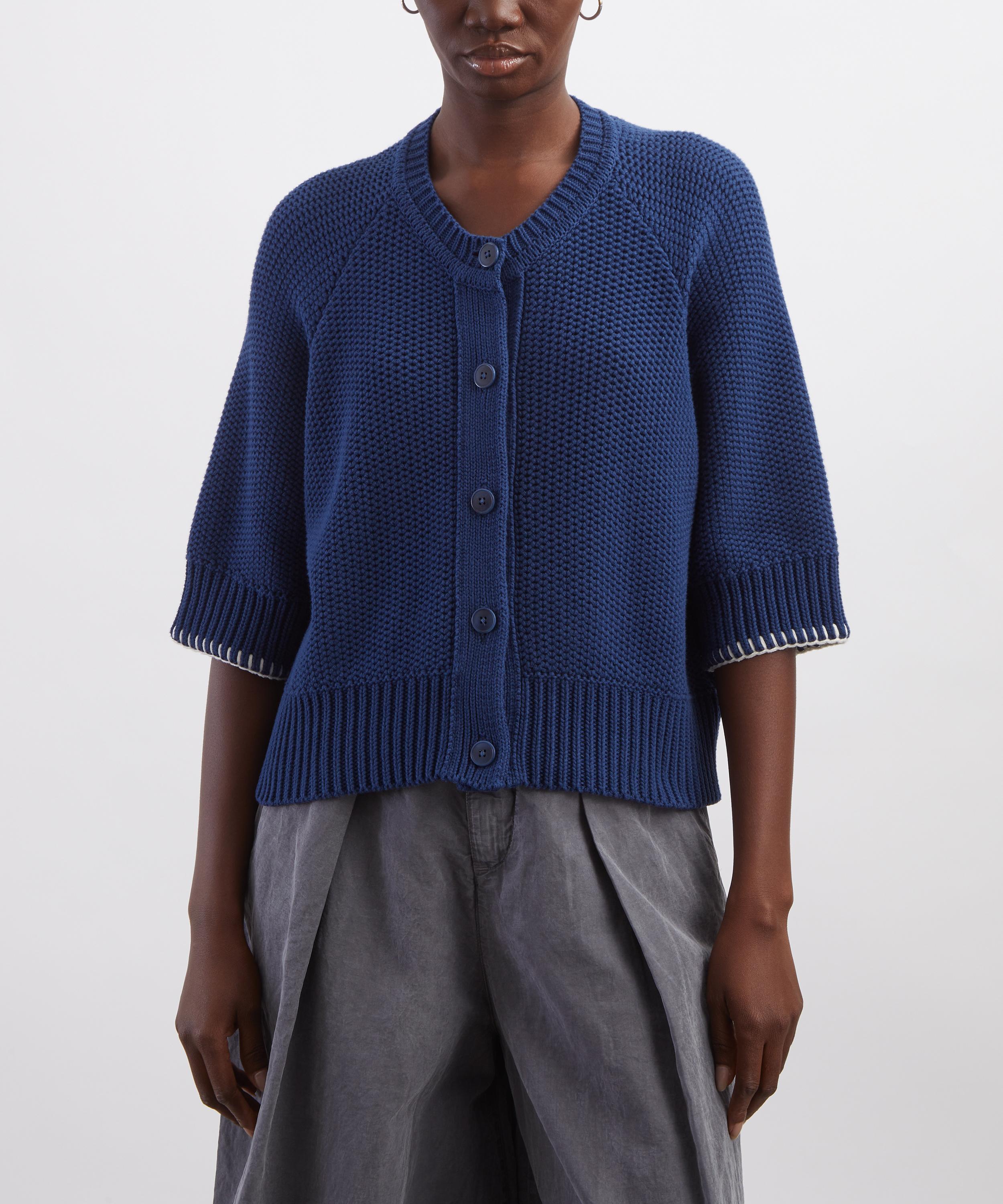 YMC - Kwai Blue Cotton Short-Sleeve Cardigan image number 2