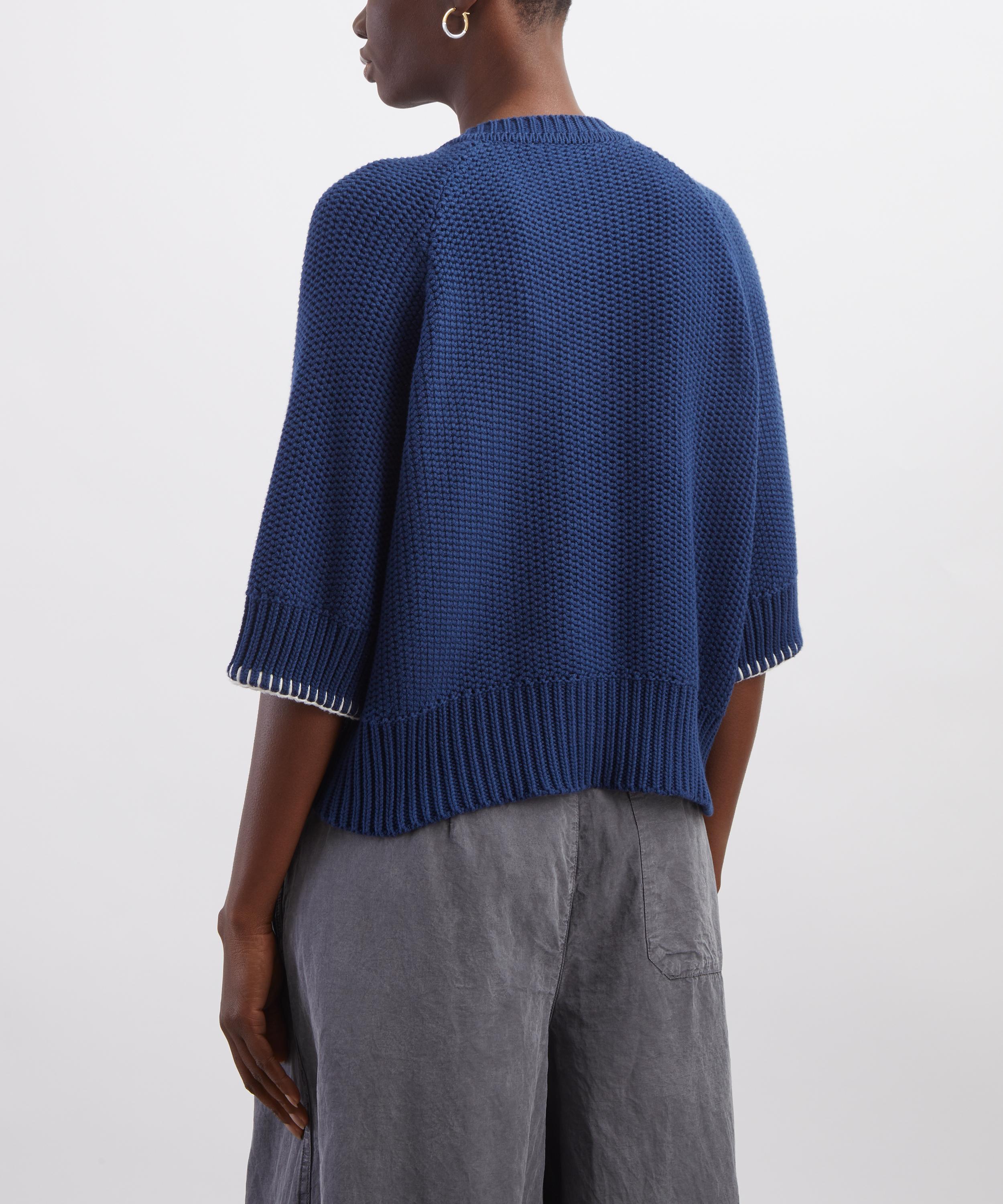 YMC - Kwai Blue Cotton Short-Sleeve Cardigan image number 3