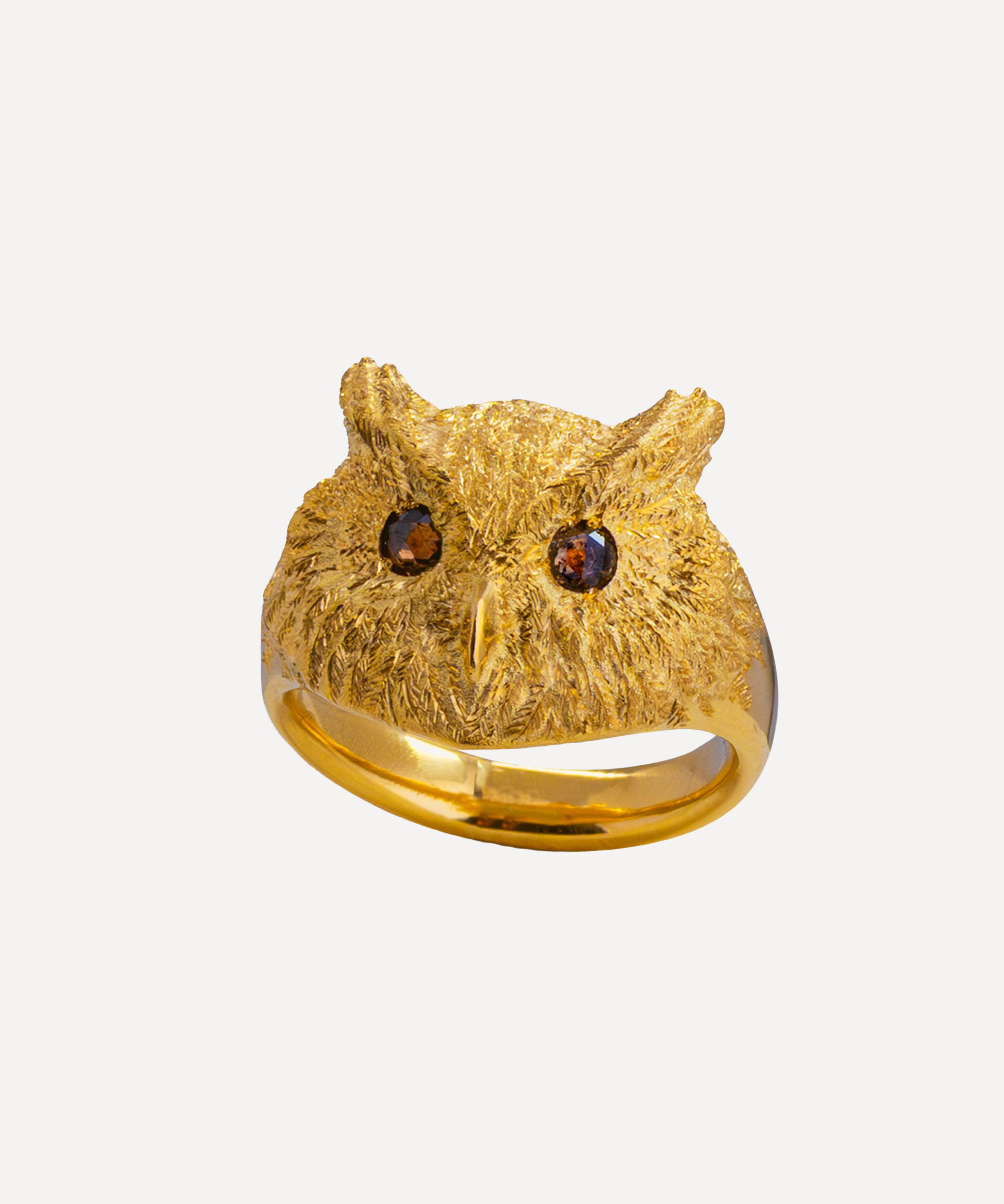 Hargreaves Stockholm - 18ct Gold Guardian Owl Ring image number 0