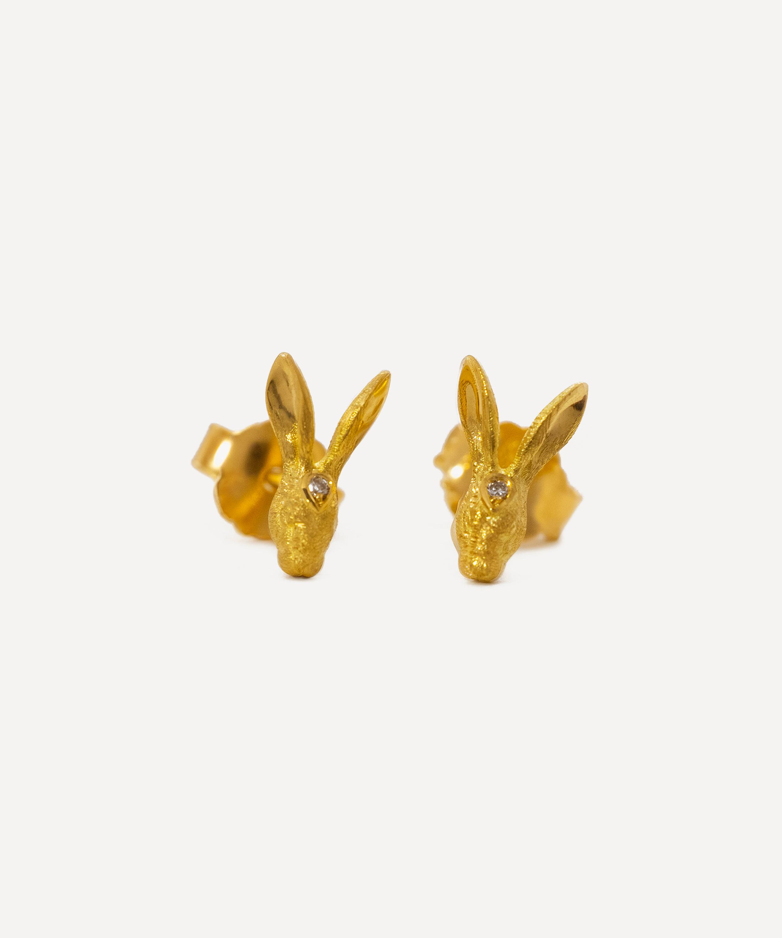 Hargreaves Stockholm - 18ct Gold Guardian Hare Stud Earrings