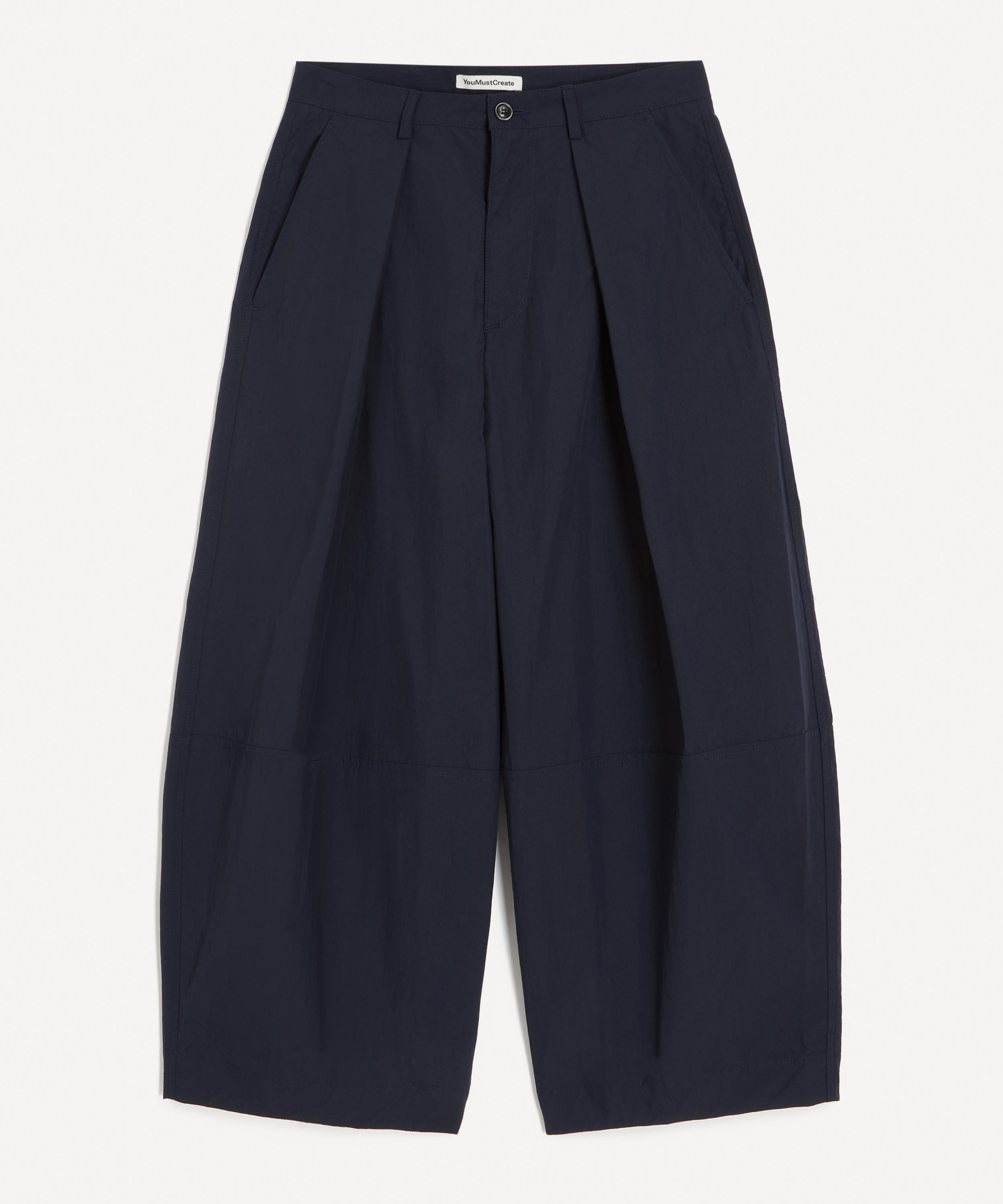 YMC - Navy Deadbeat Wide-Leg Trousers image number 0