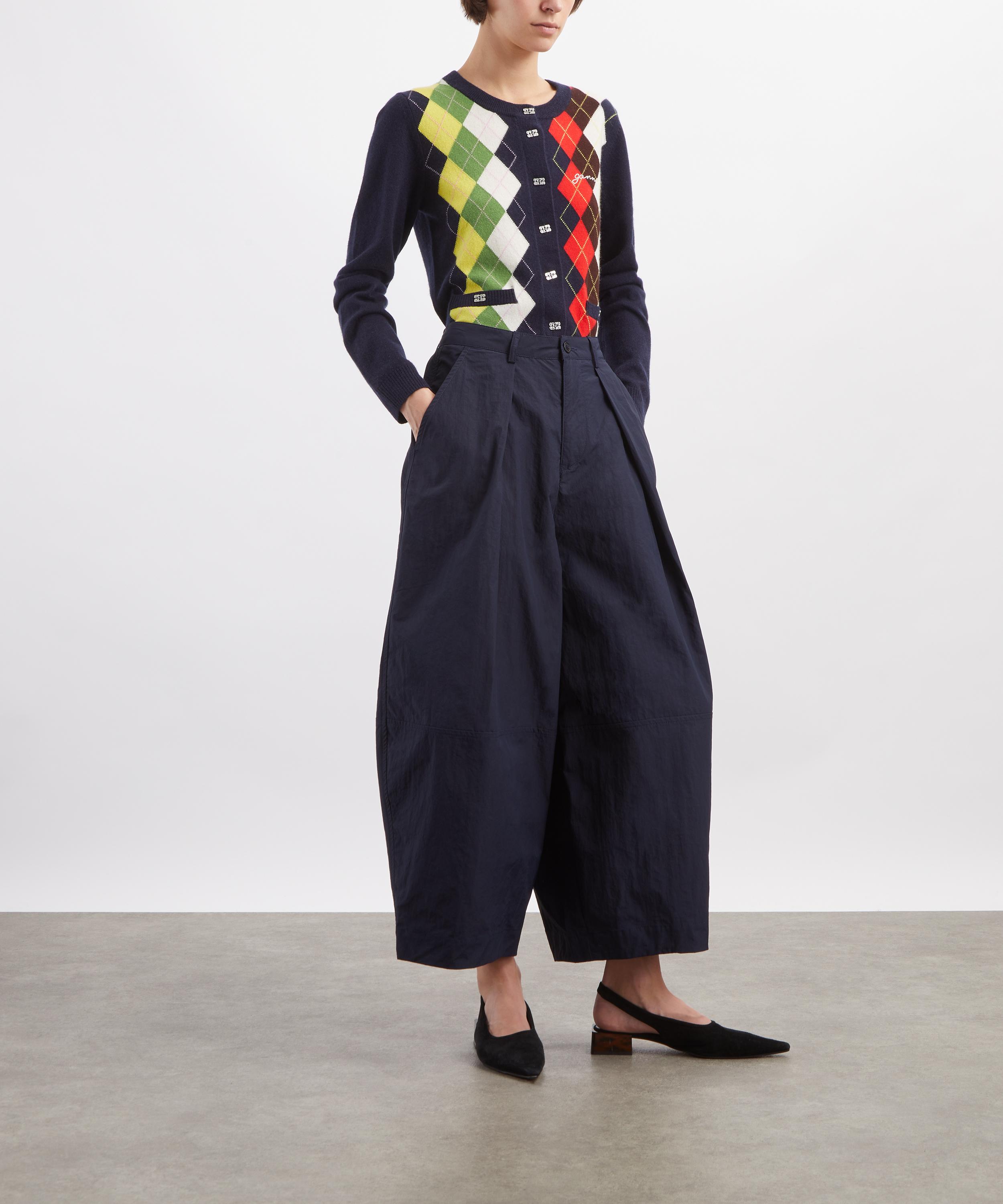 YMC - Navy Deadbeat Wide-Leg Trousers image number 1
