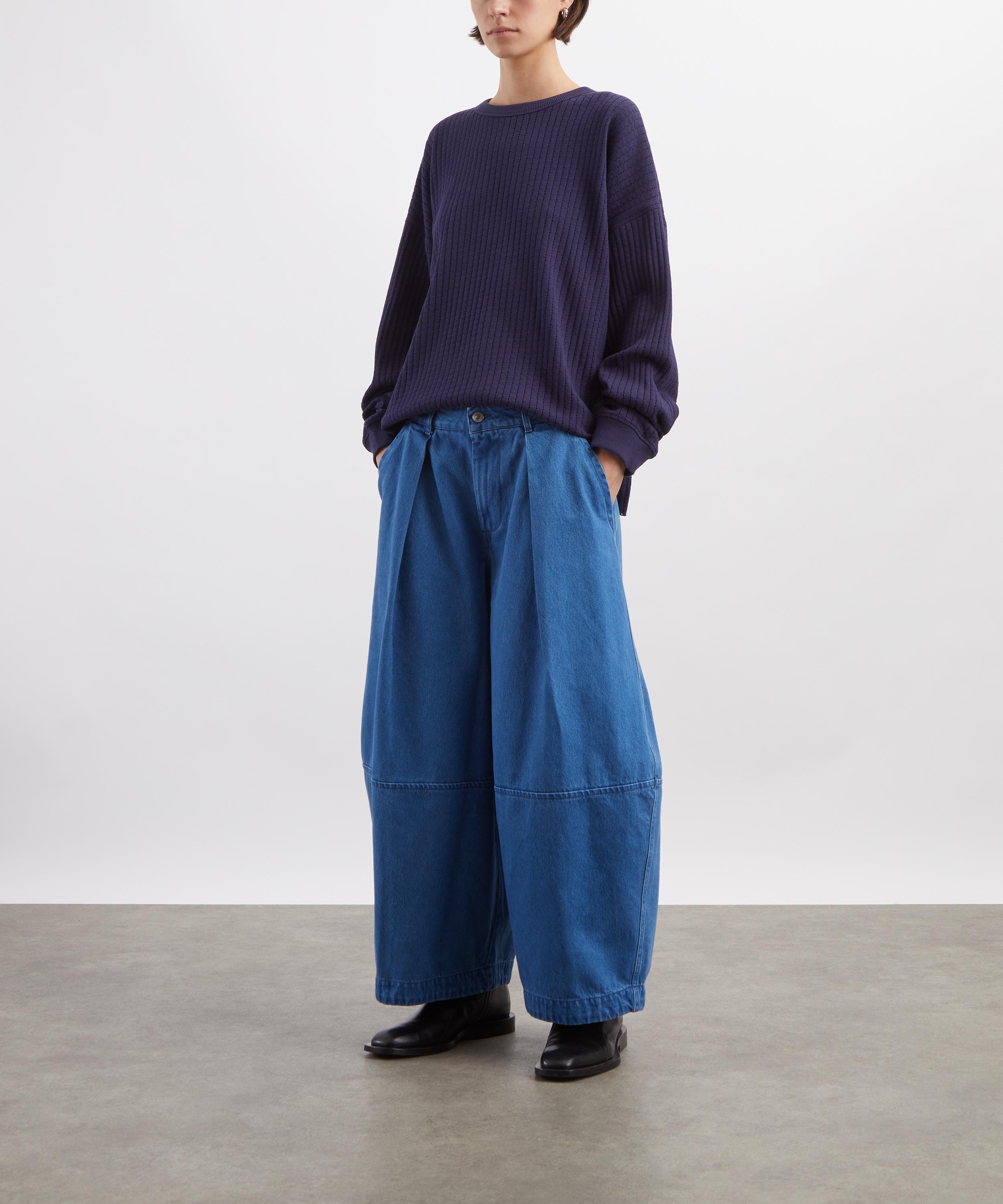 YMC - Blue Deadbeat Wide-Leg Trousers image number 1